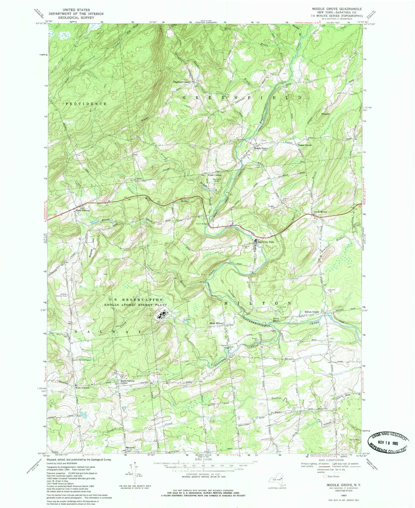Classic USGS Middle Grove New York 7.5'x7.5' Topo Map Image
