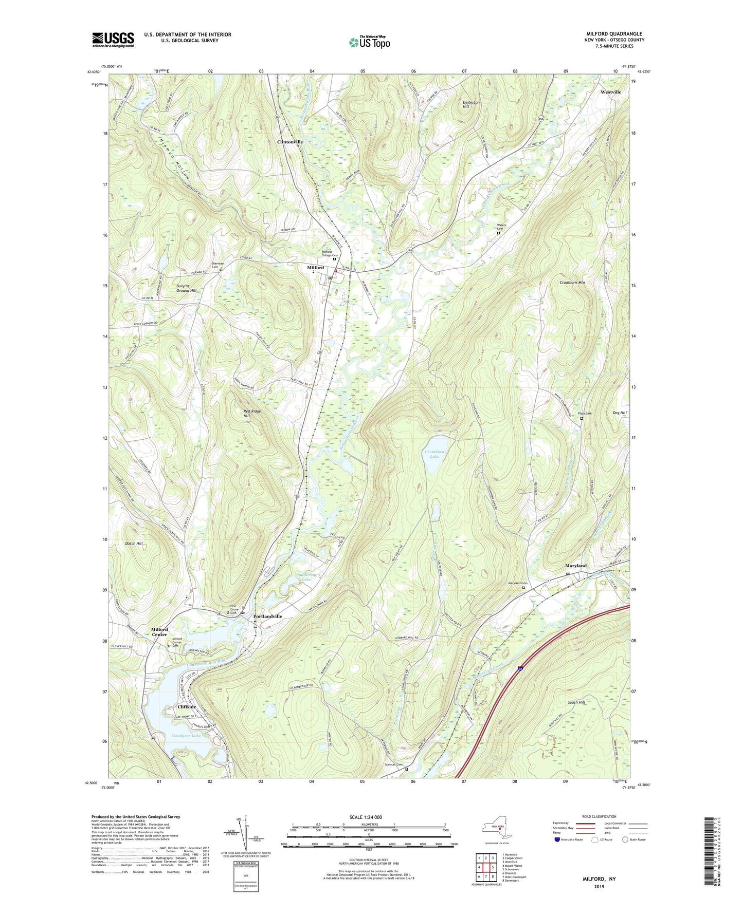 Milford New York US Topo Map Image