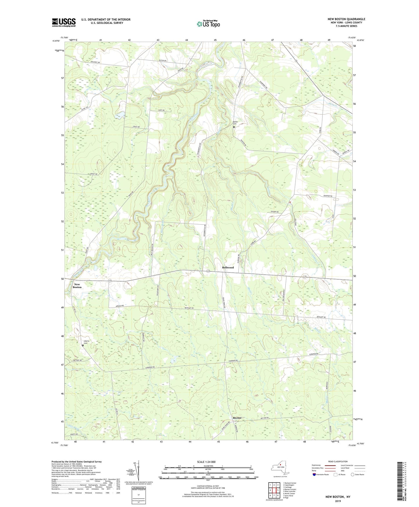 New Boston New York US Topo Map Image