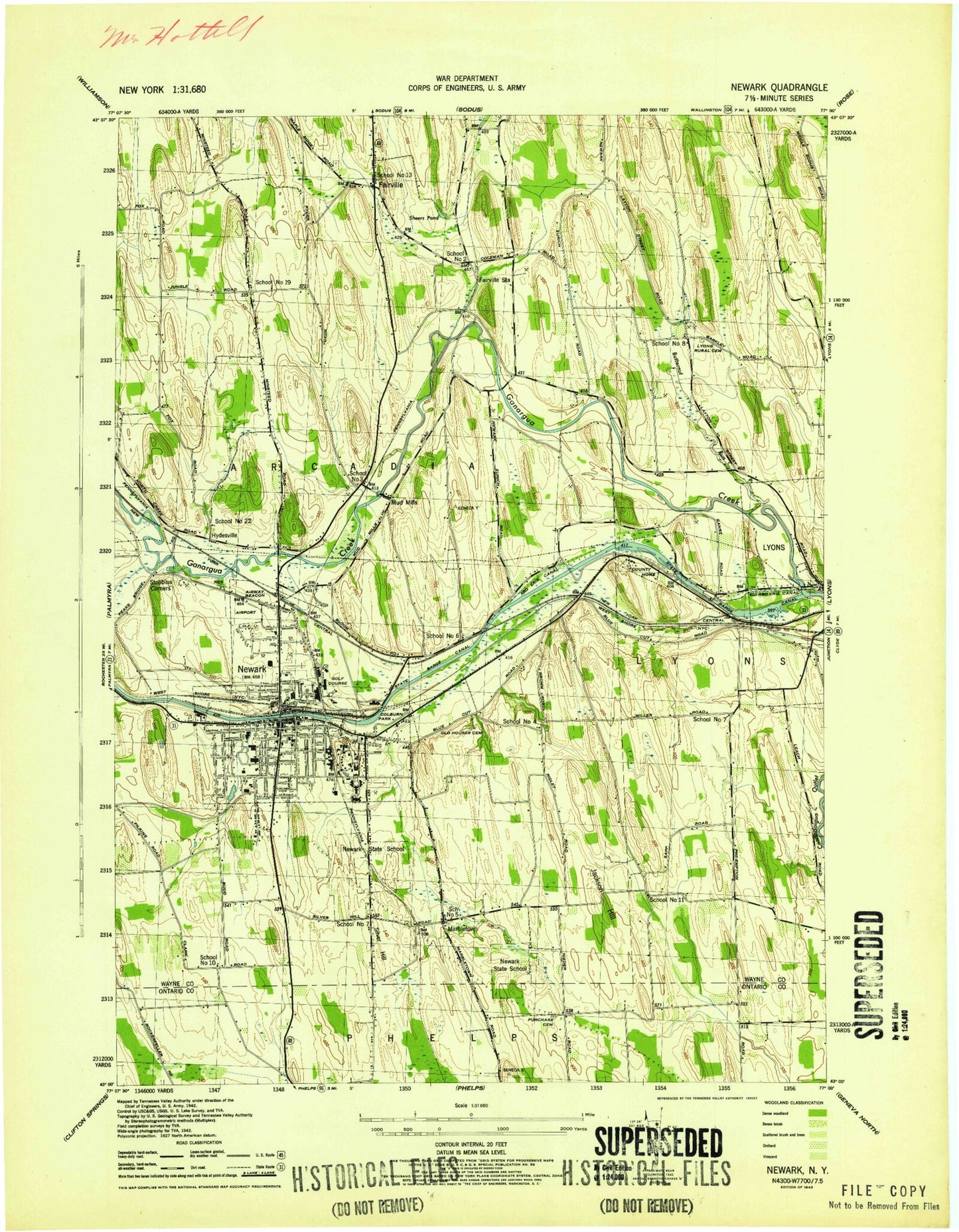 Classic USGS Newark New York 7.5'x7.5' Topo Map Image