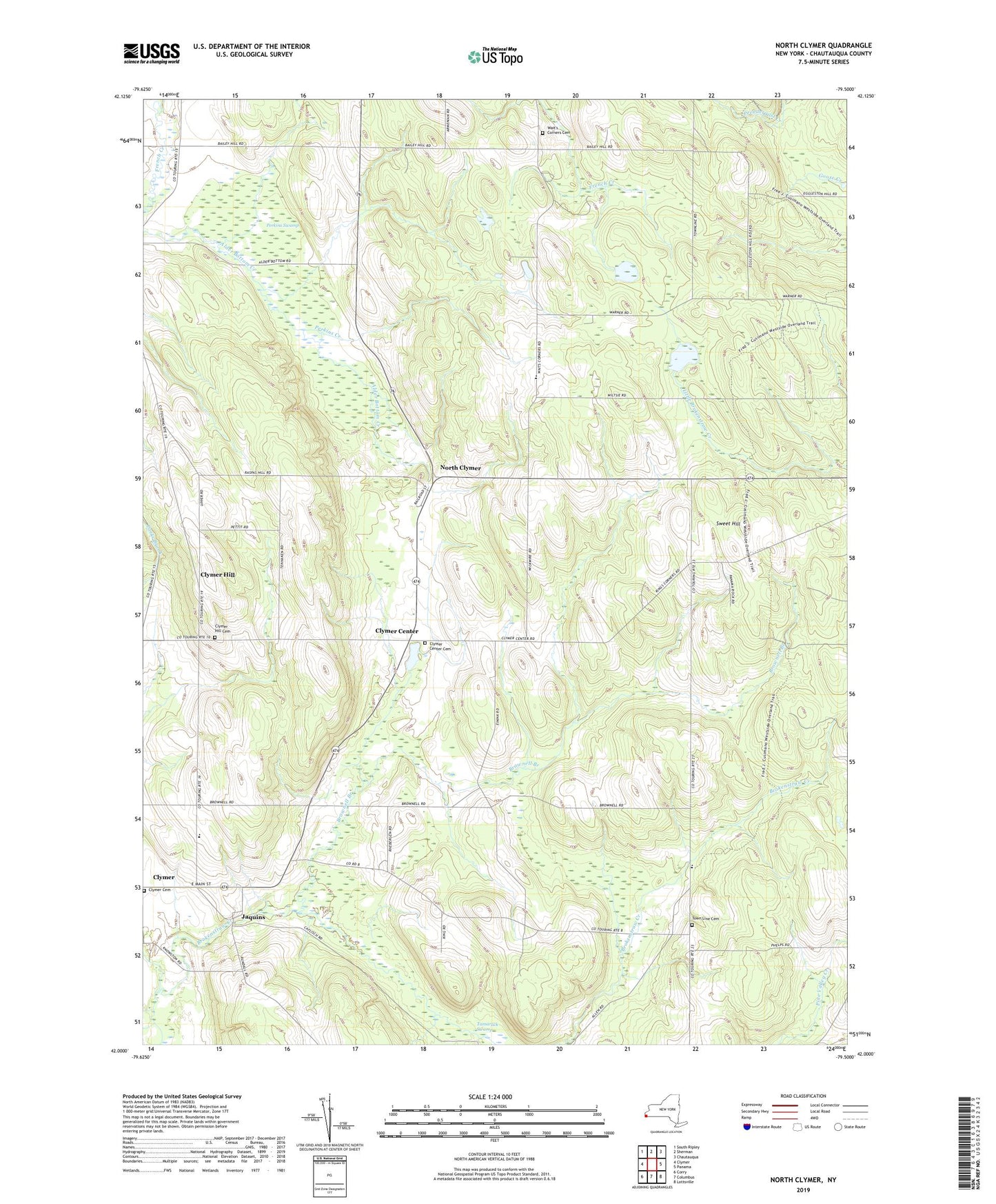 North Clymer New York US Topo Map Image