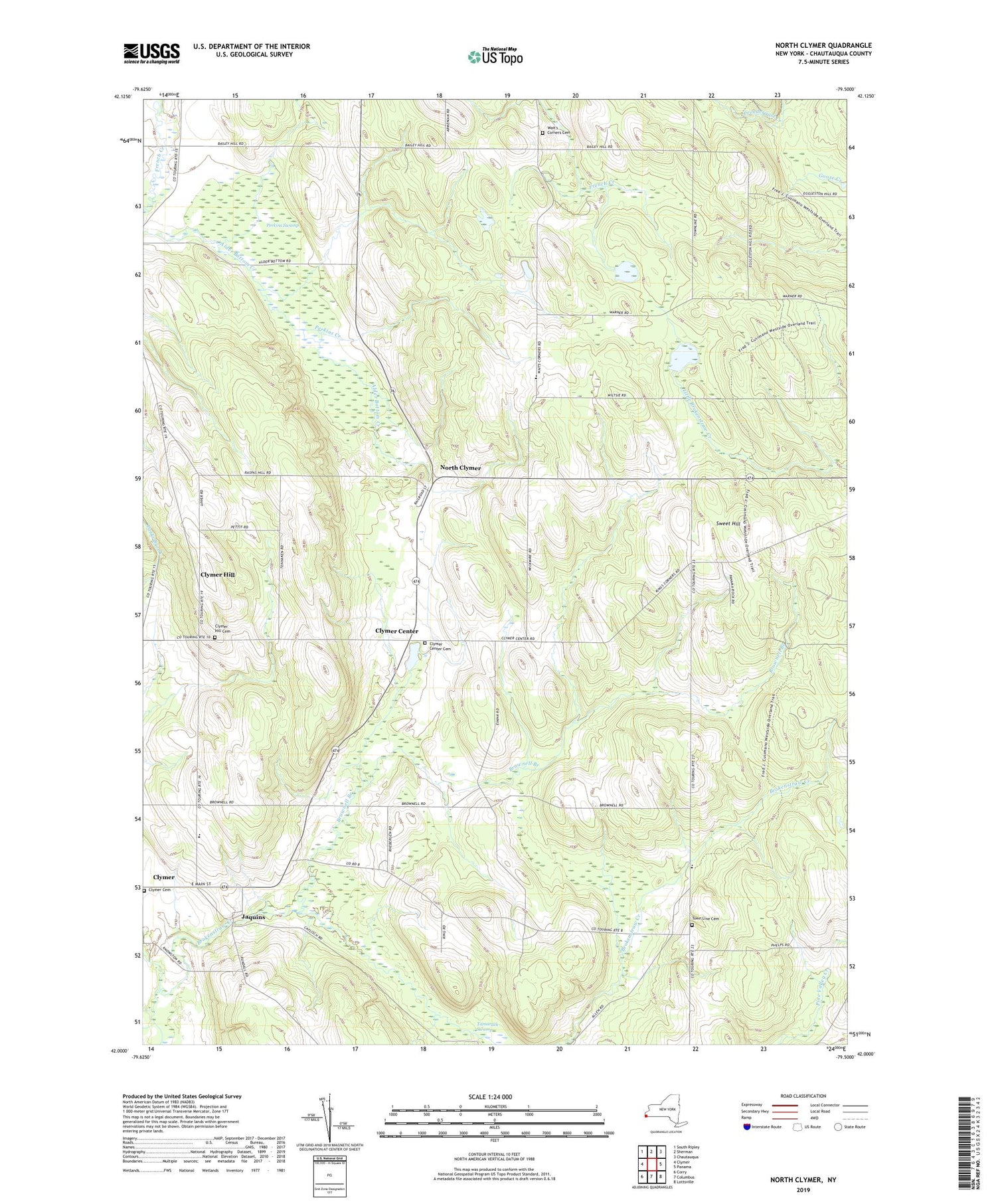 North Clymer New York US Topo Map Image