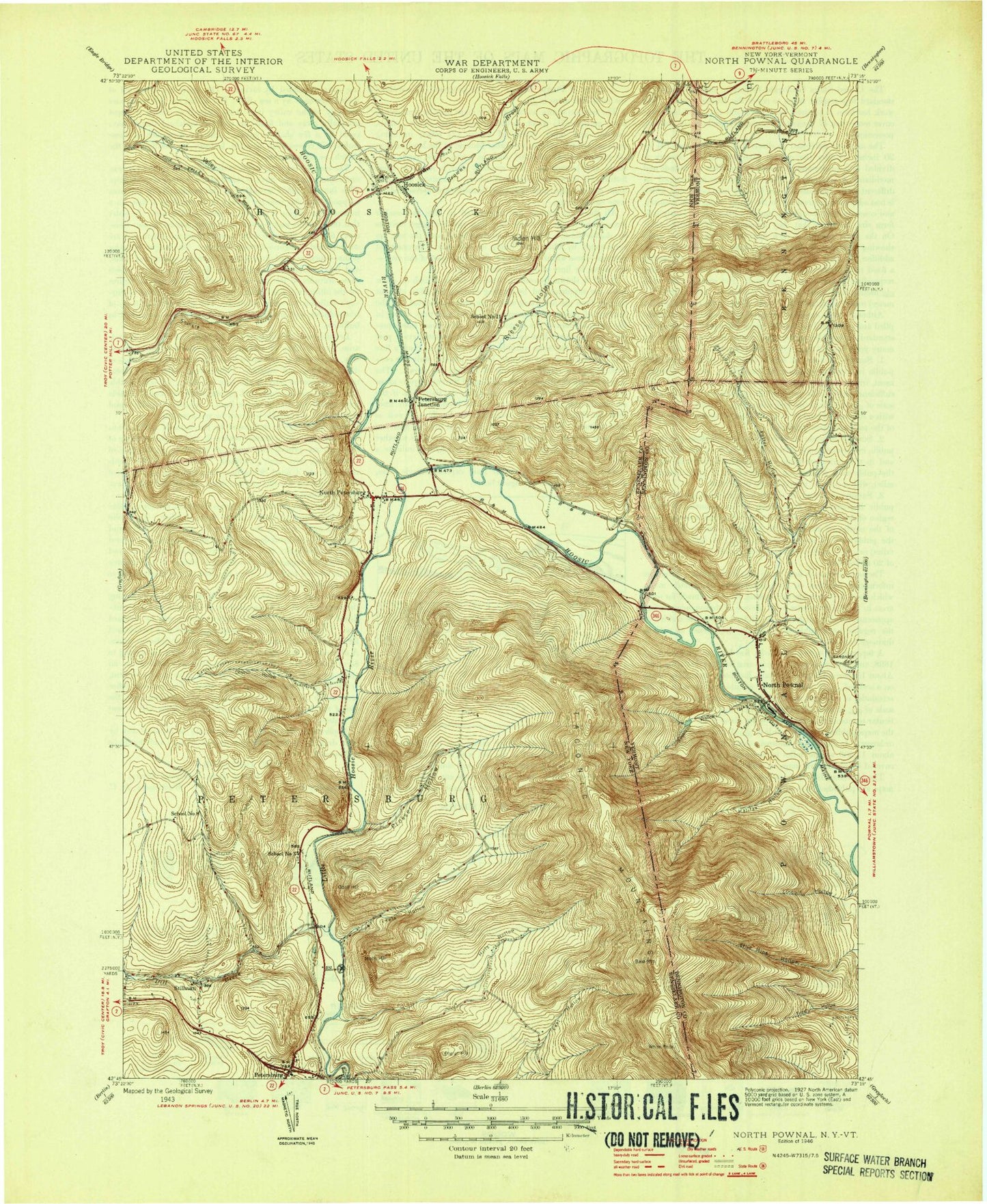 Classic USGS North Pownal Vermont 7.5'x7.5' Topo Map Image