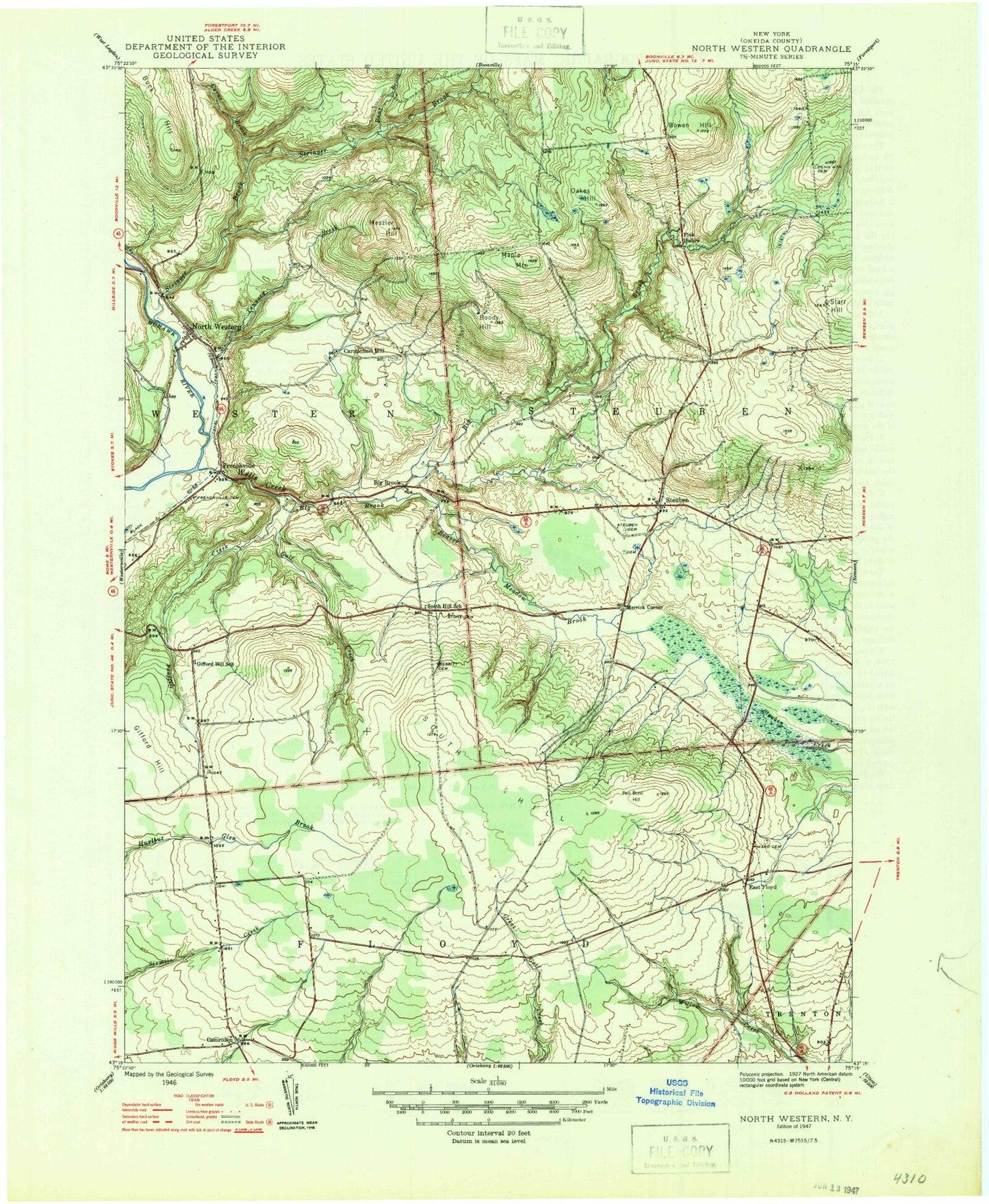 Classic USGS North Western New York 7.5'x7.5' Topo Map Image