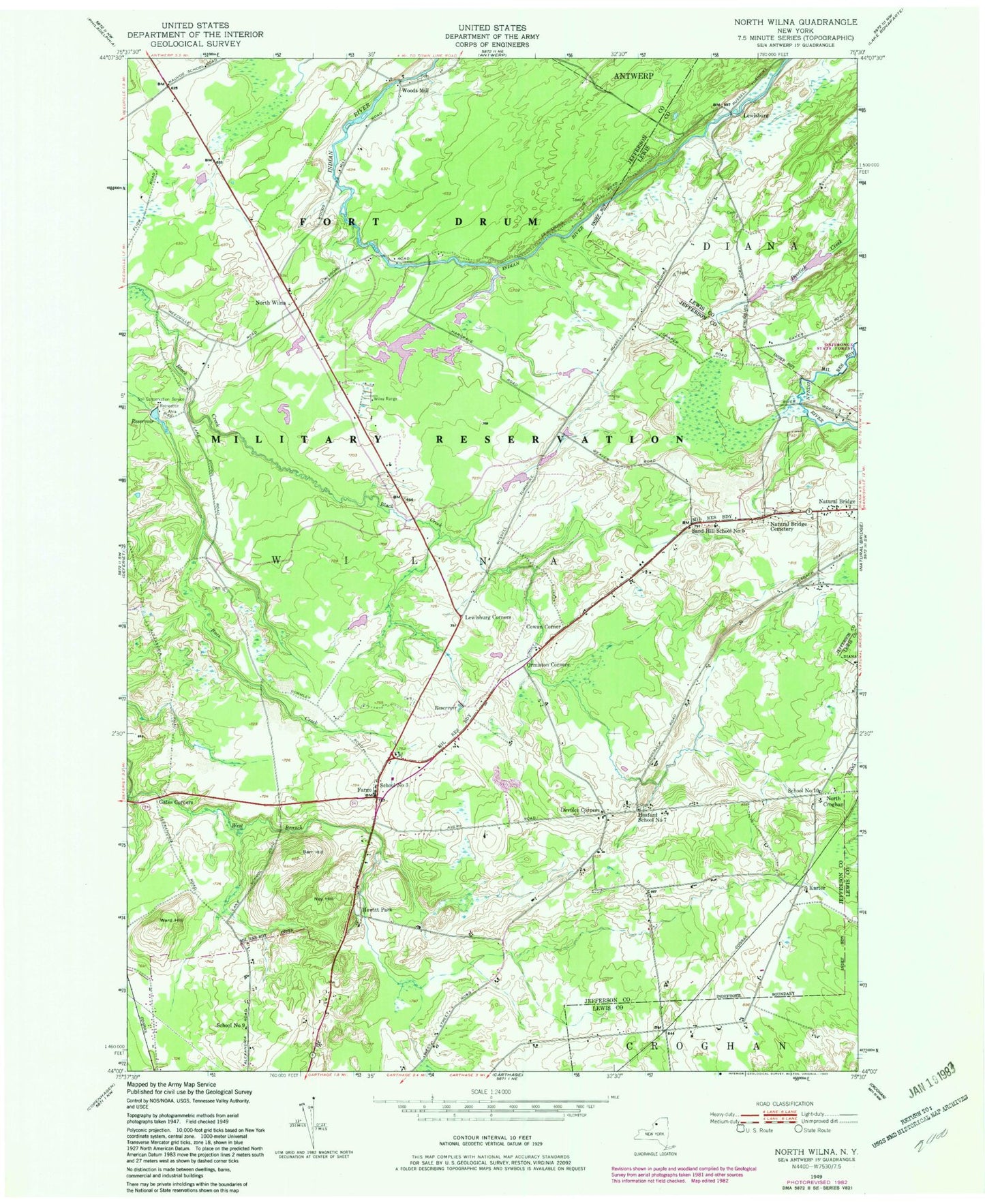 Classic USGS North Wilna New York 7.5'x7.5' Topo Map Image