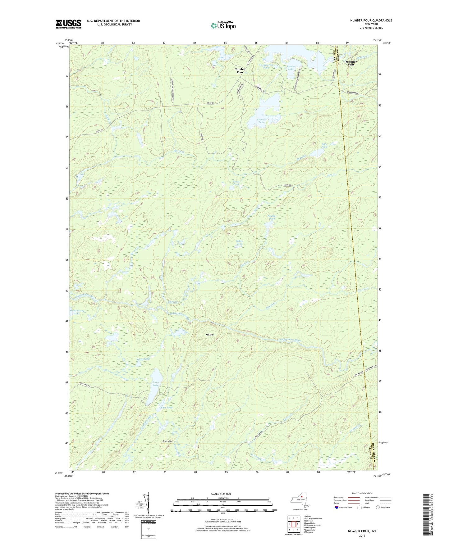 Number Four New York US Topo Map Image