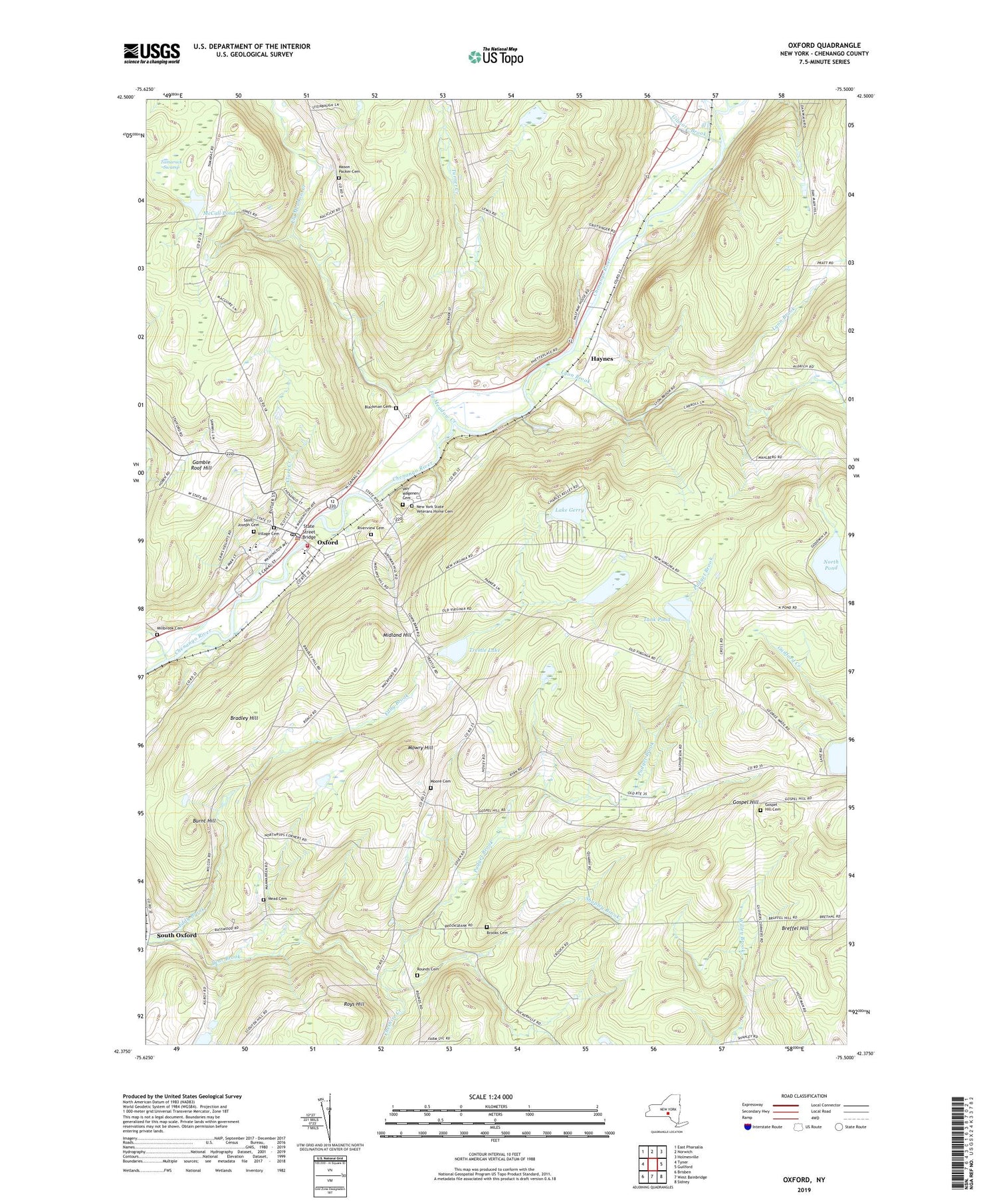 Oxford New York US Topo Map Image