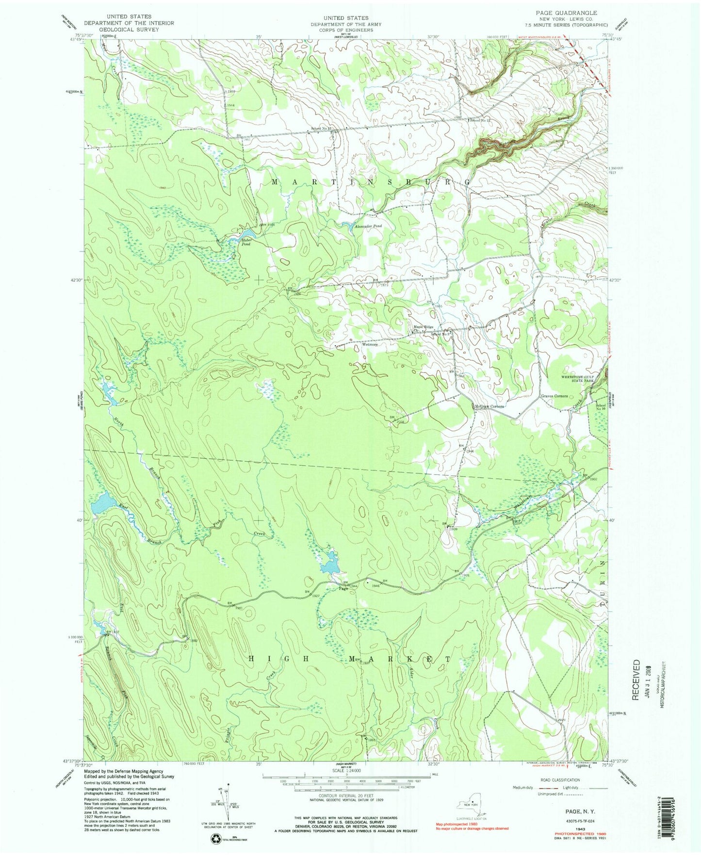 Classic USGS Page New York 7.5'x7.5' Topo Map Image
