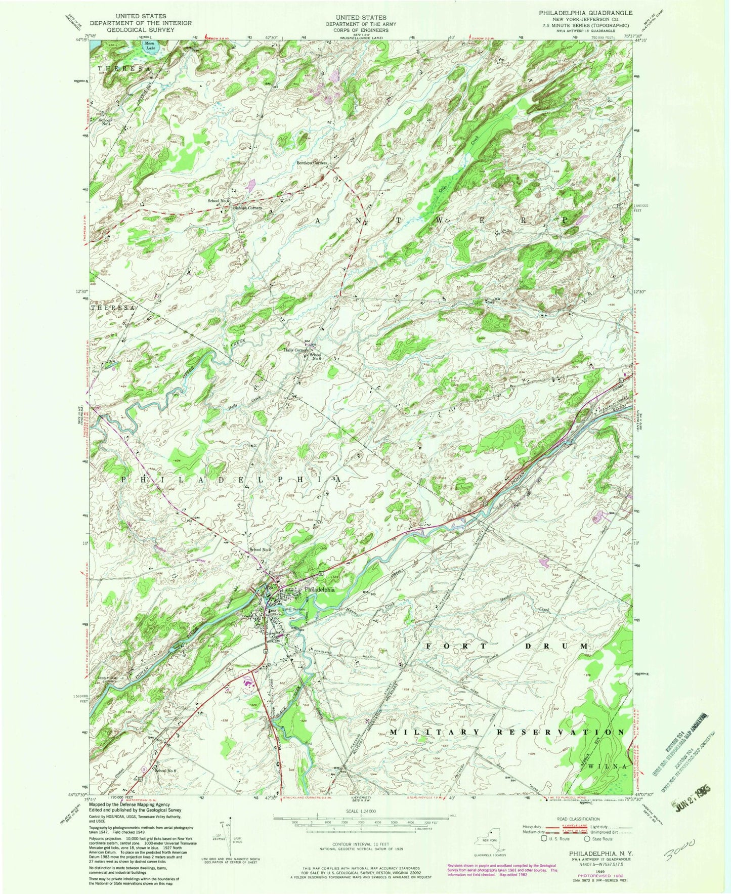 Classic USGS Philadelphia New York 7.5'x7.5' Topo Map Image
