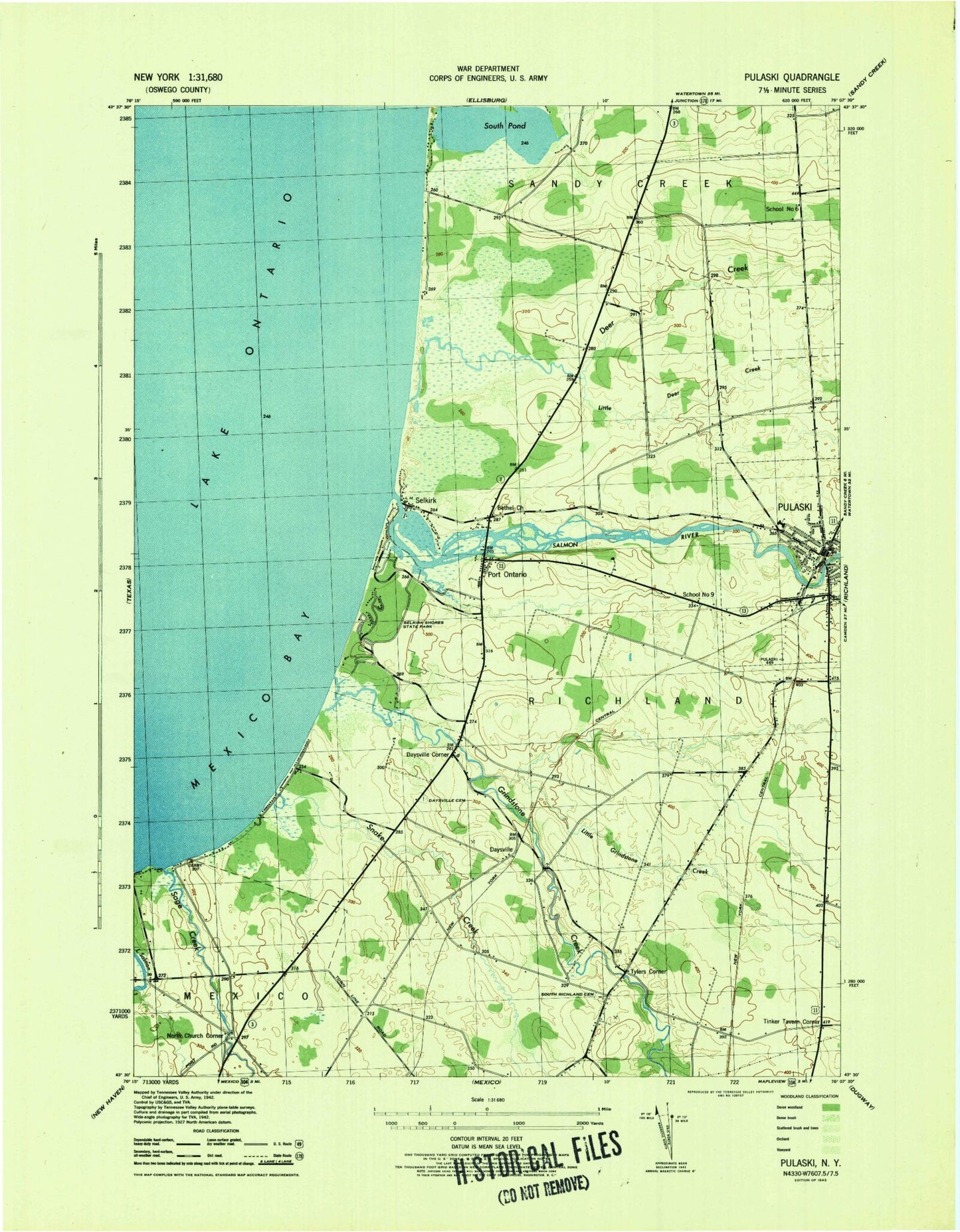 Classic USGS Pulaski New York 7.5'x7.5' Topo Map Image