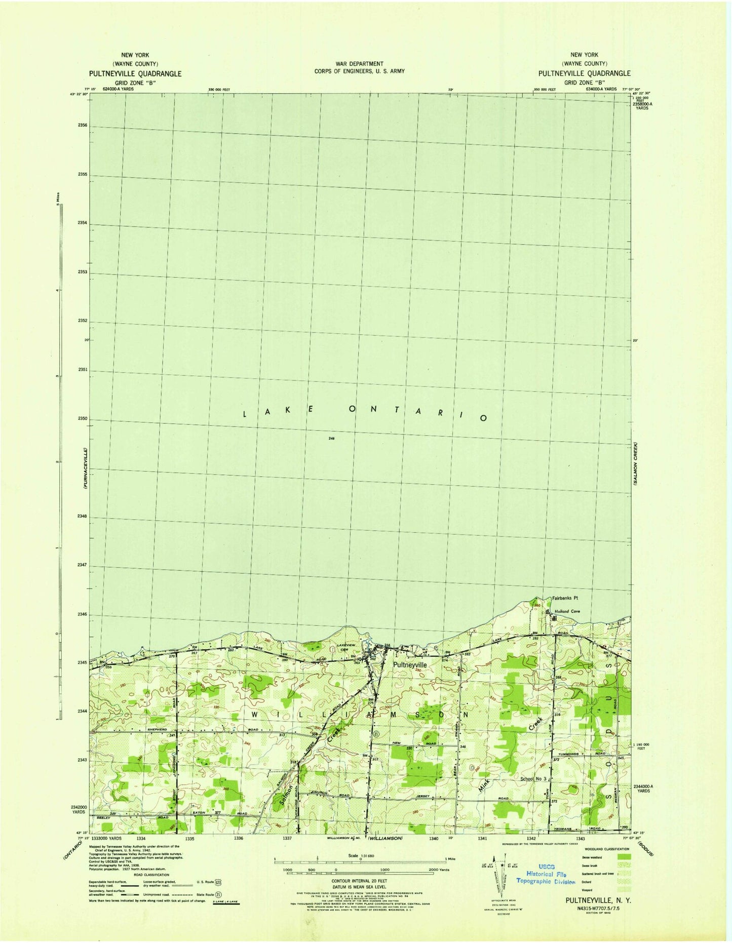 Classic USGS Pultneyville New York 7.5'x7.5' Topo Map Image