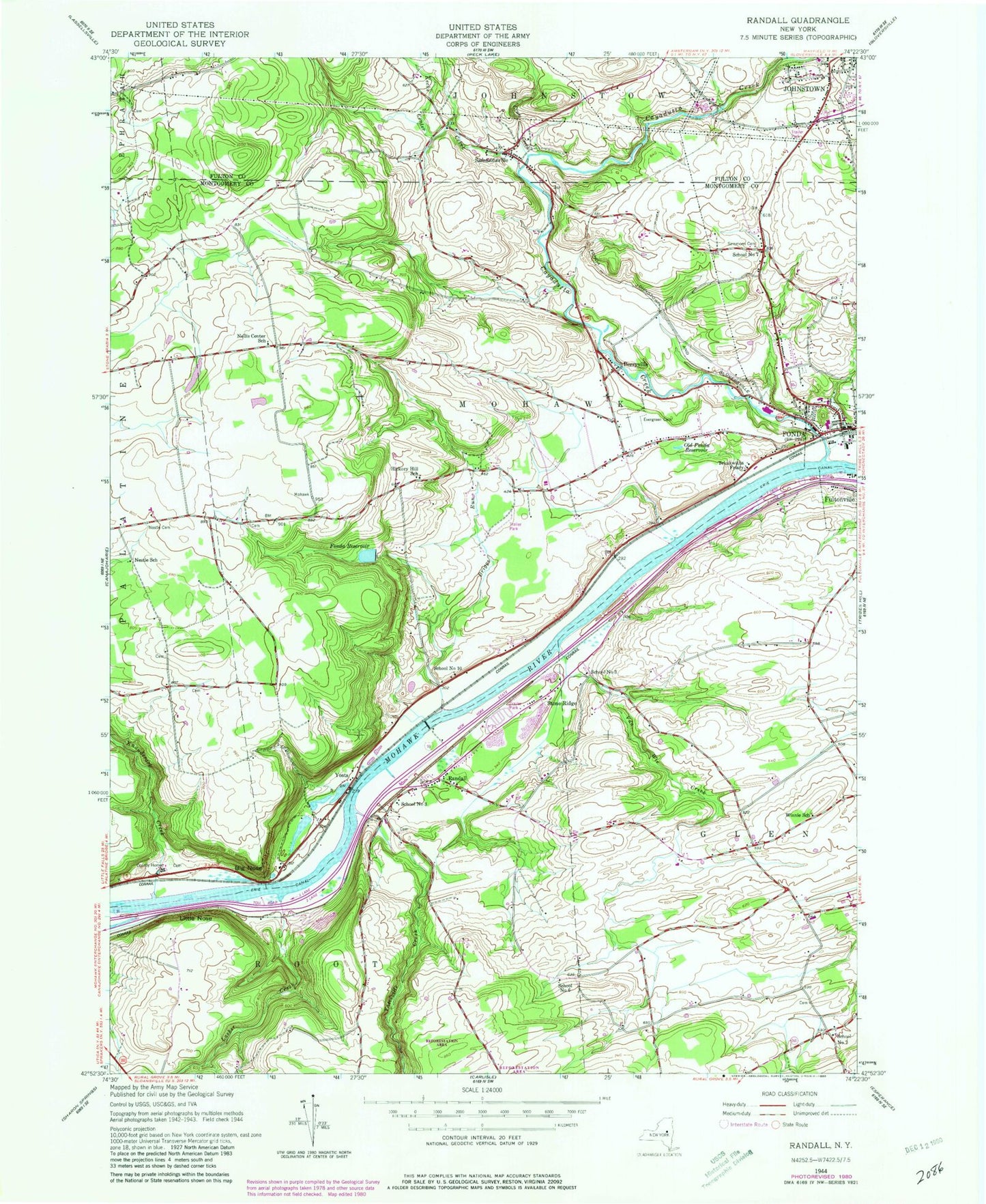 Classic USGS Randall New York 7.5'x7.5' Topo Map Image