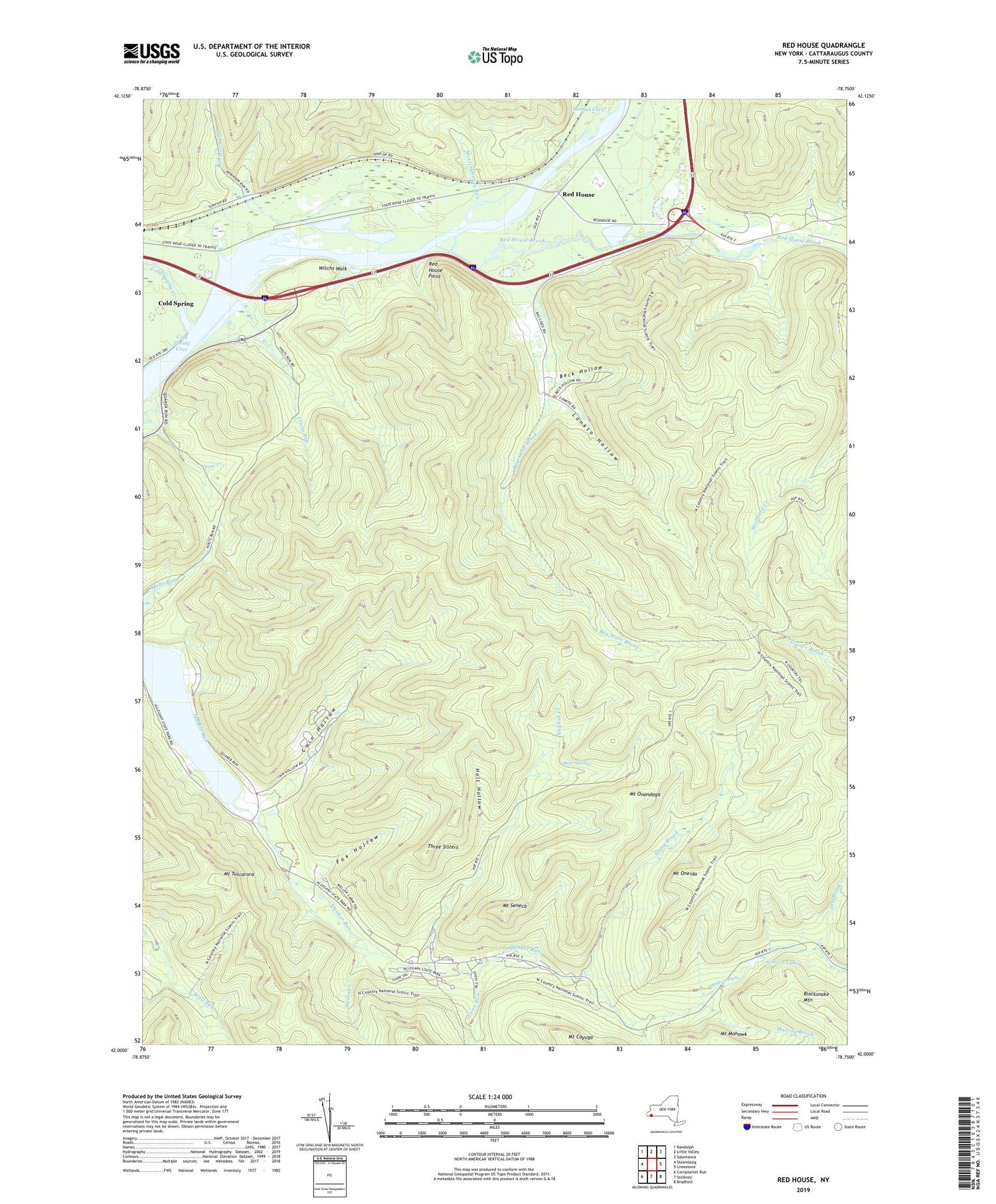 Red House New York US Topo Map Image