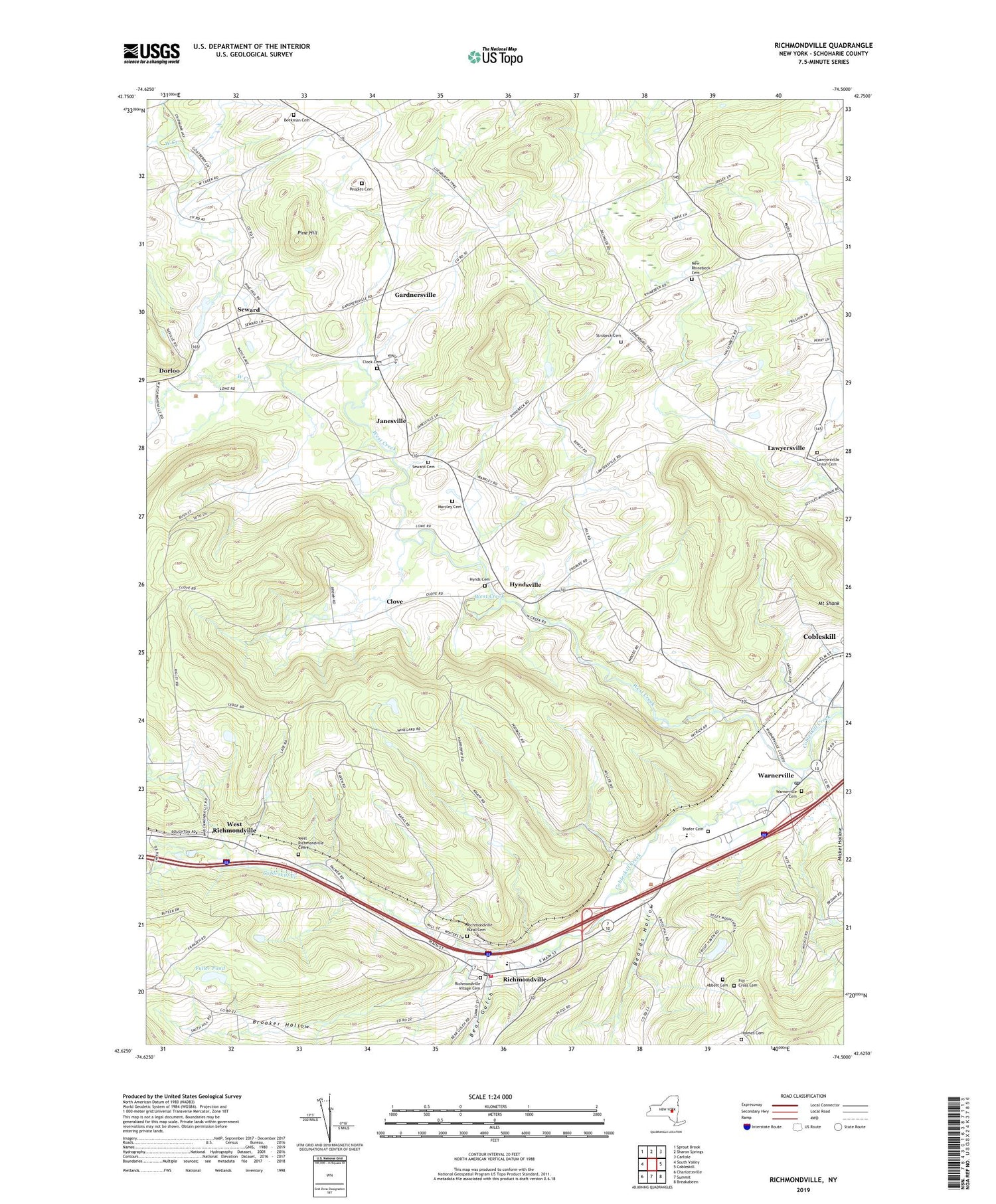 Richmondville New York US Topo Map Image