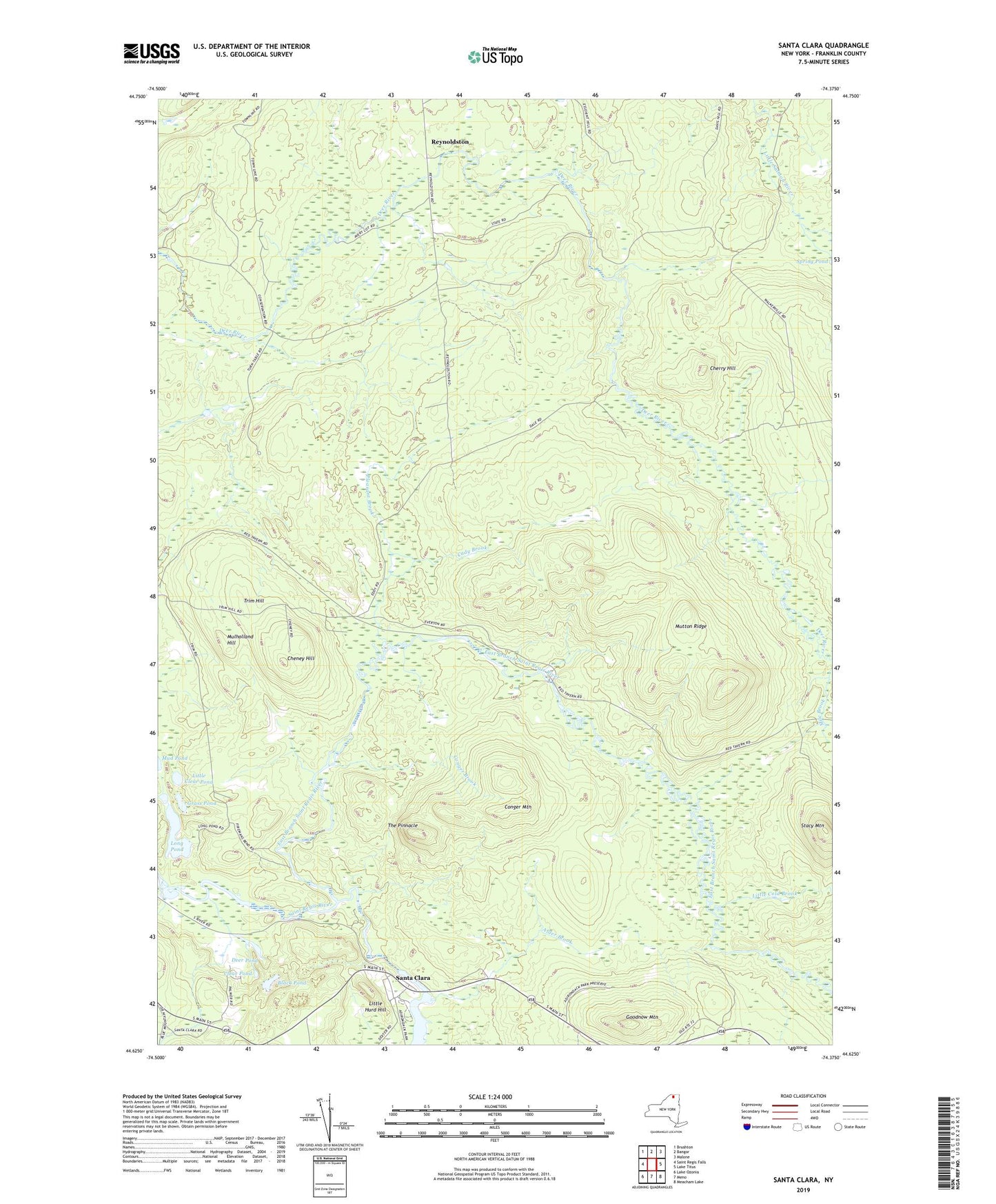 Santa Clara New York US Topo Map Image