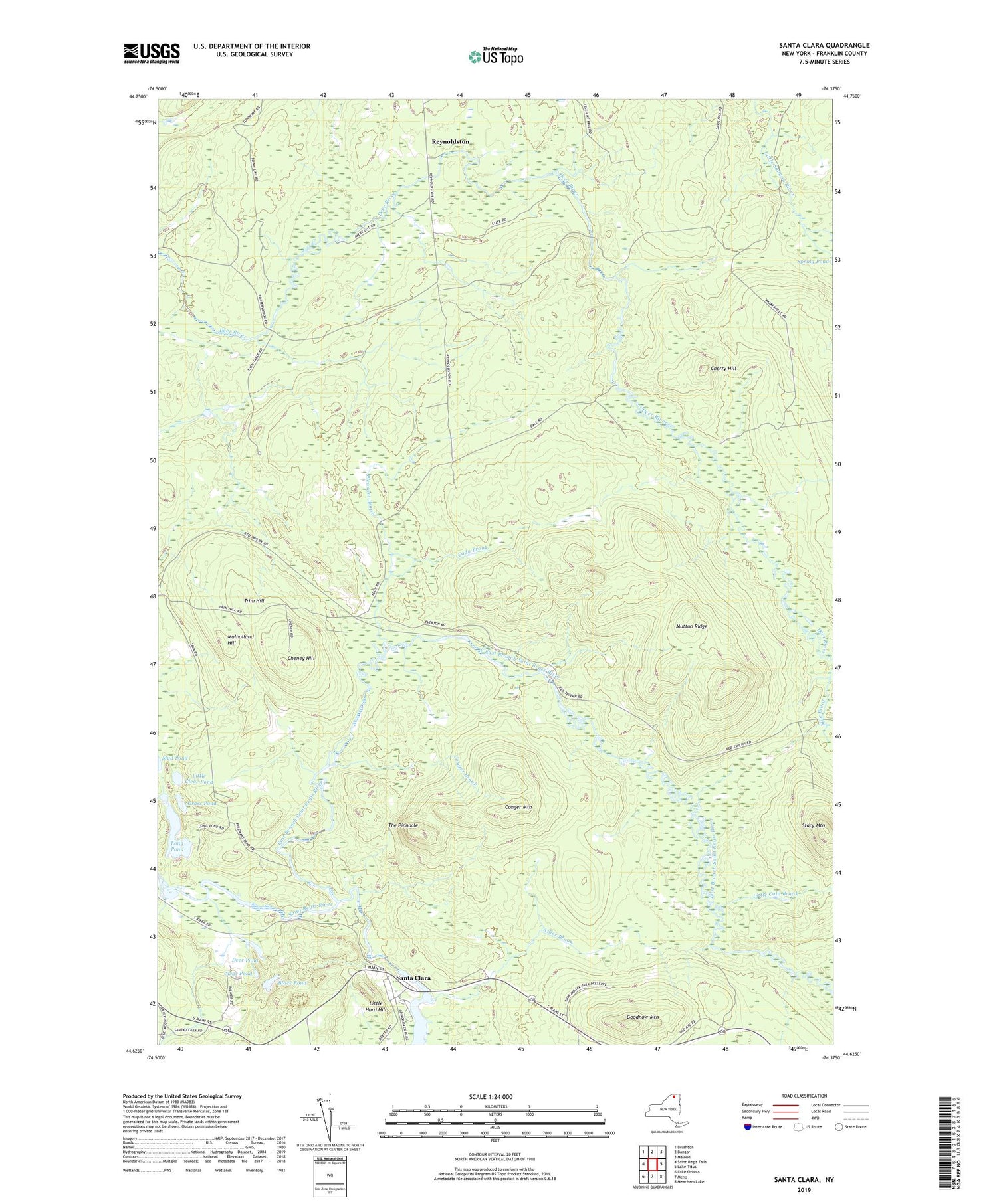 Santa Clara New York US Topo Map Image