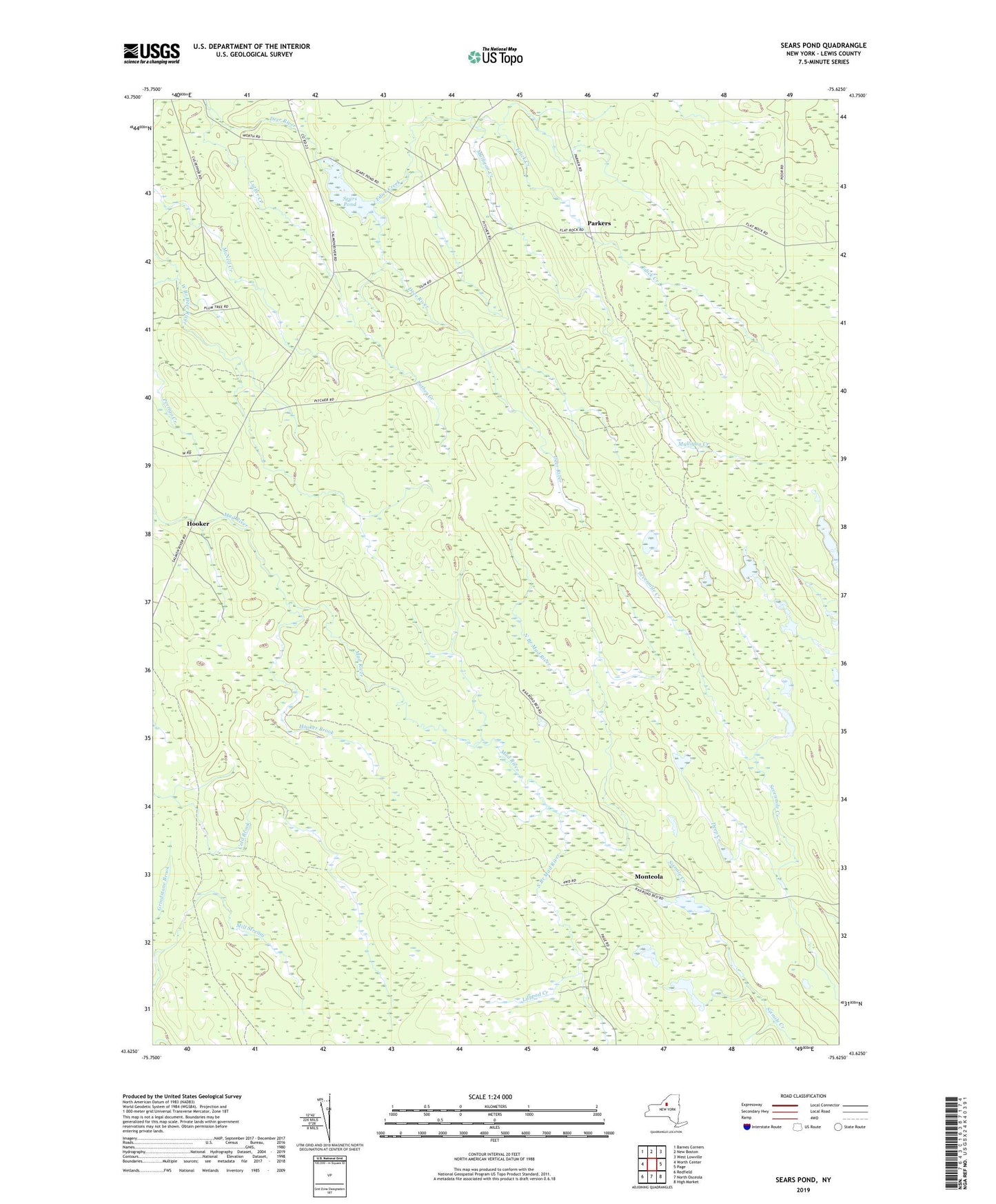 Sears Pond New York US Topo Map Image