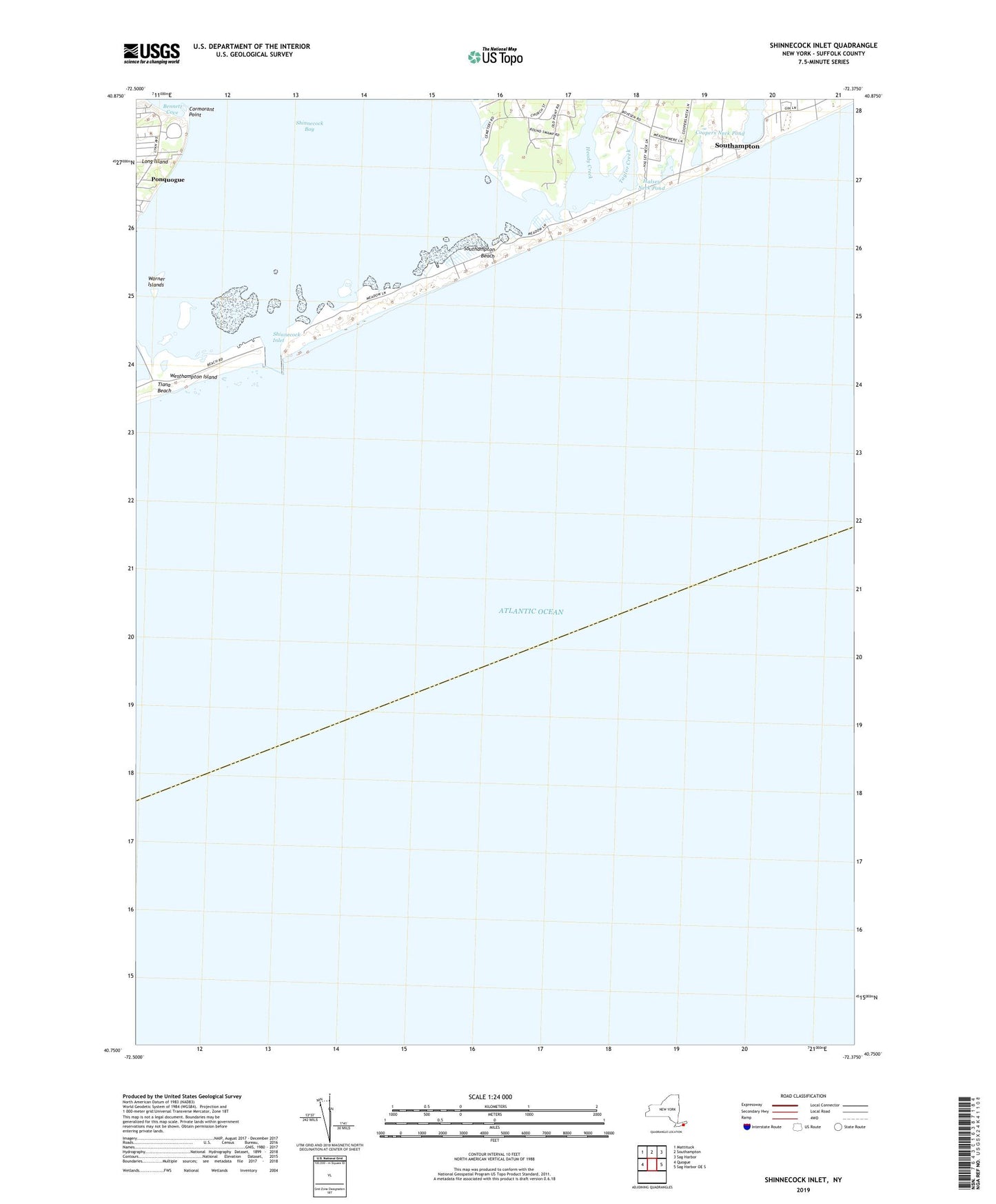 Shinnecock Inlet New York US Topo Map Image