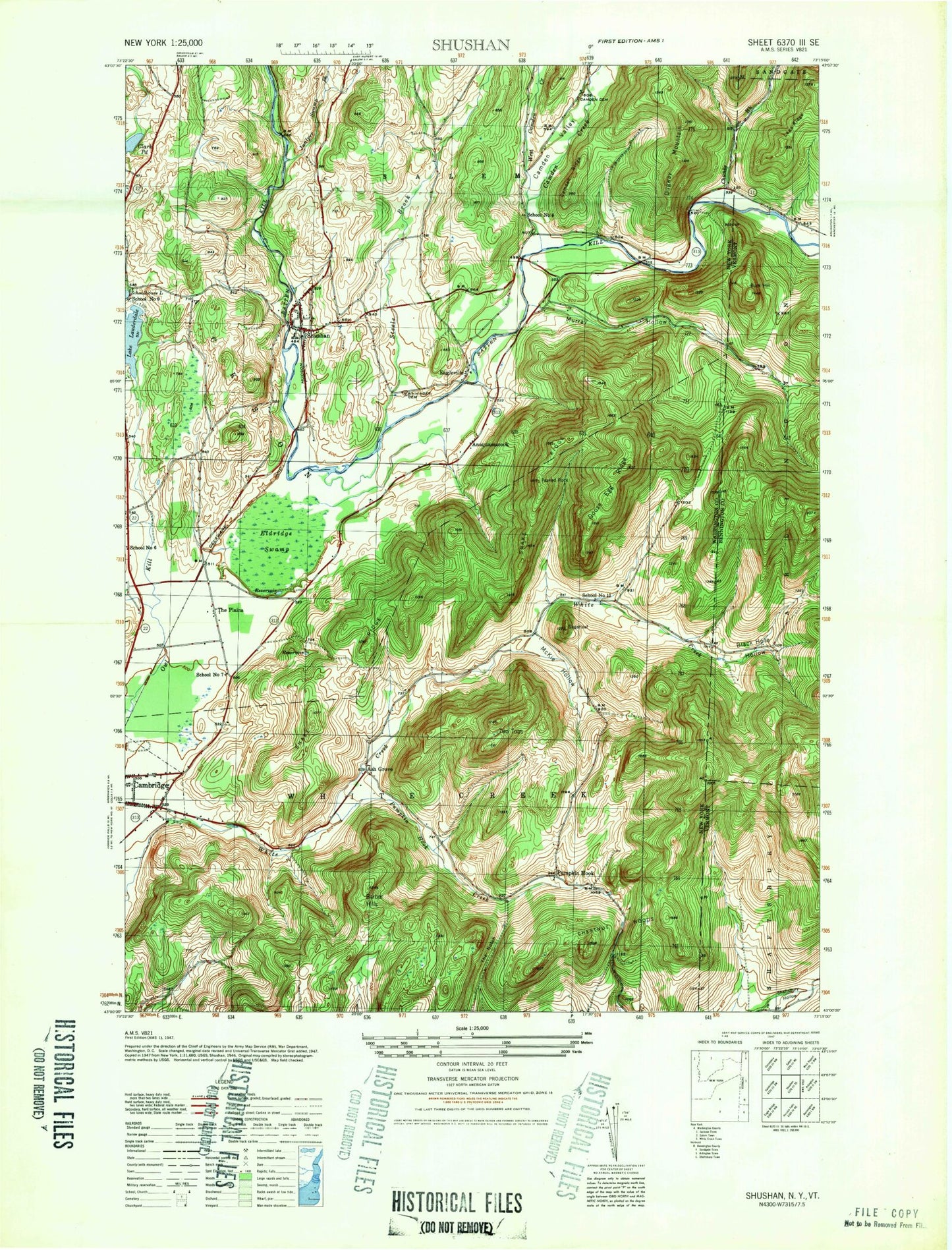 Classic USGS Shushan New York 7.5'x7.5' Topo Map Image