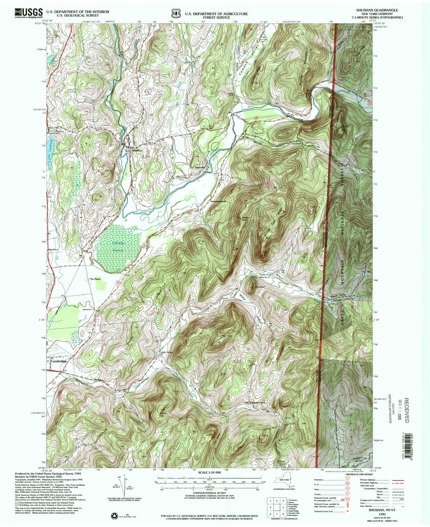 Classic USGS Shushan New York 7.5'x7.5' Topo Map Image