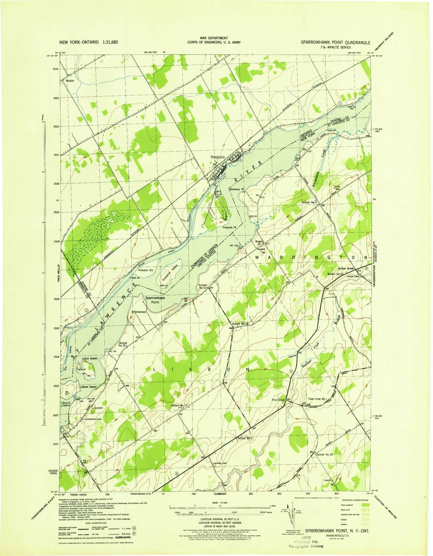 Classic USGS Sparrowhawk Point New York 7.5'x7.5' Topo Map Image