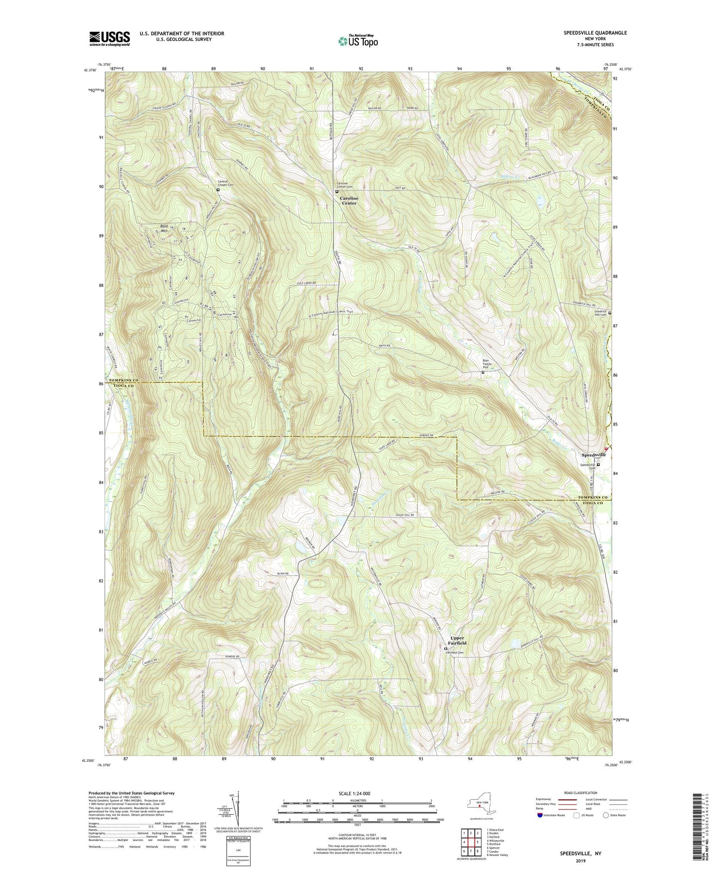 Speedsville New York US Topo Map Image