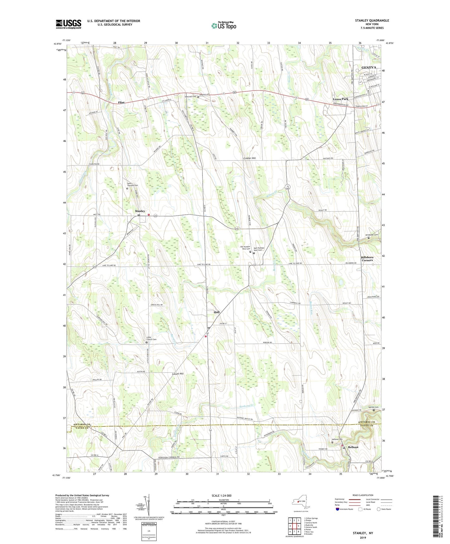 Stanley New York US Topo Map Image