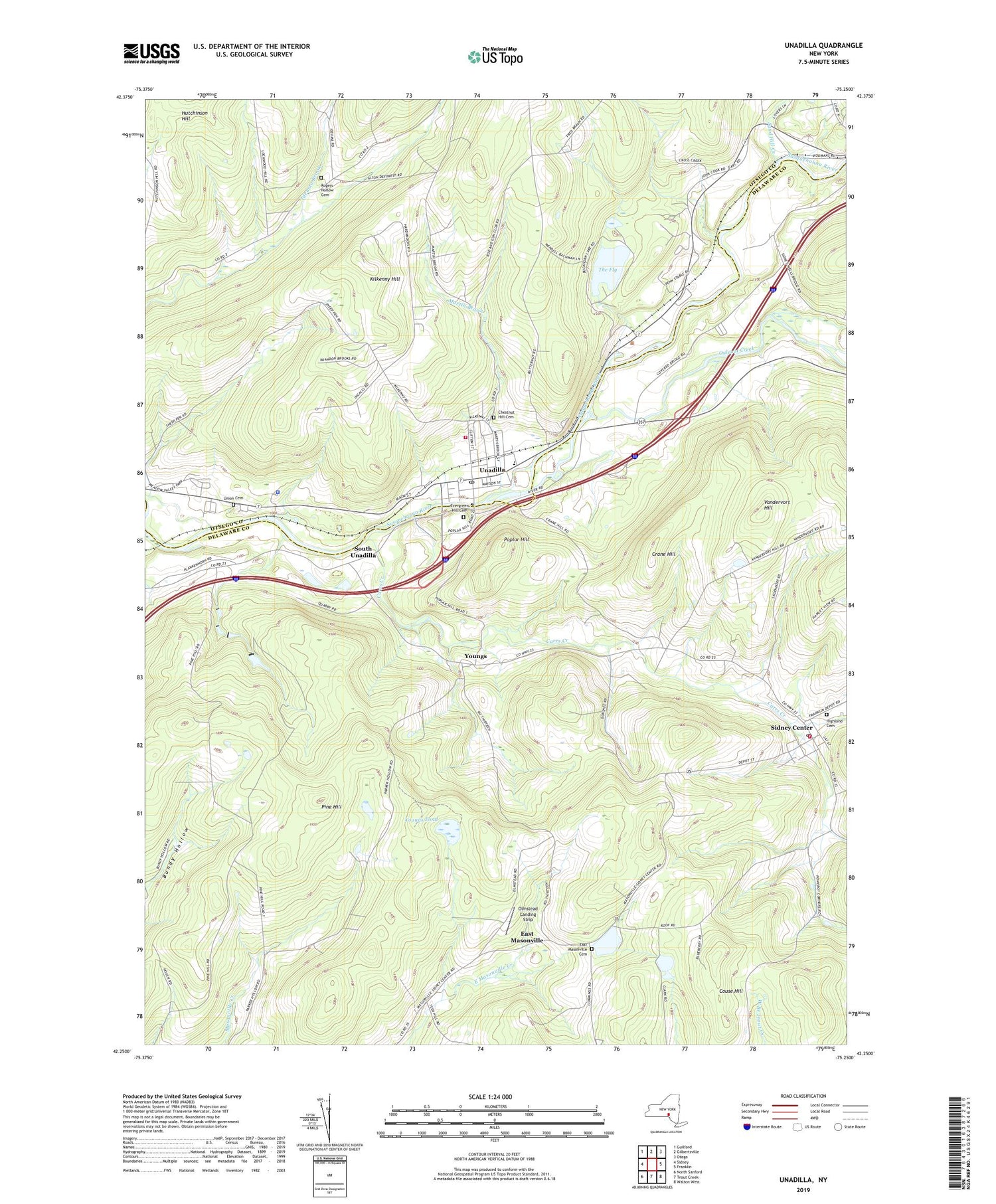 Unadilla New York US Topo Map Image