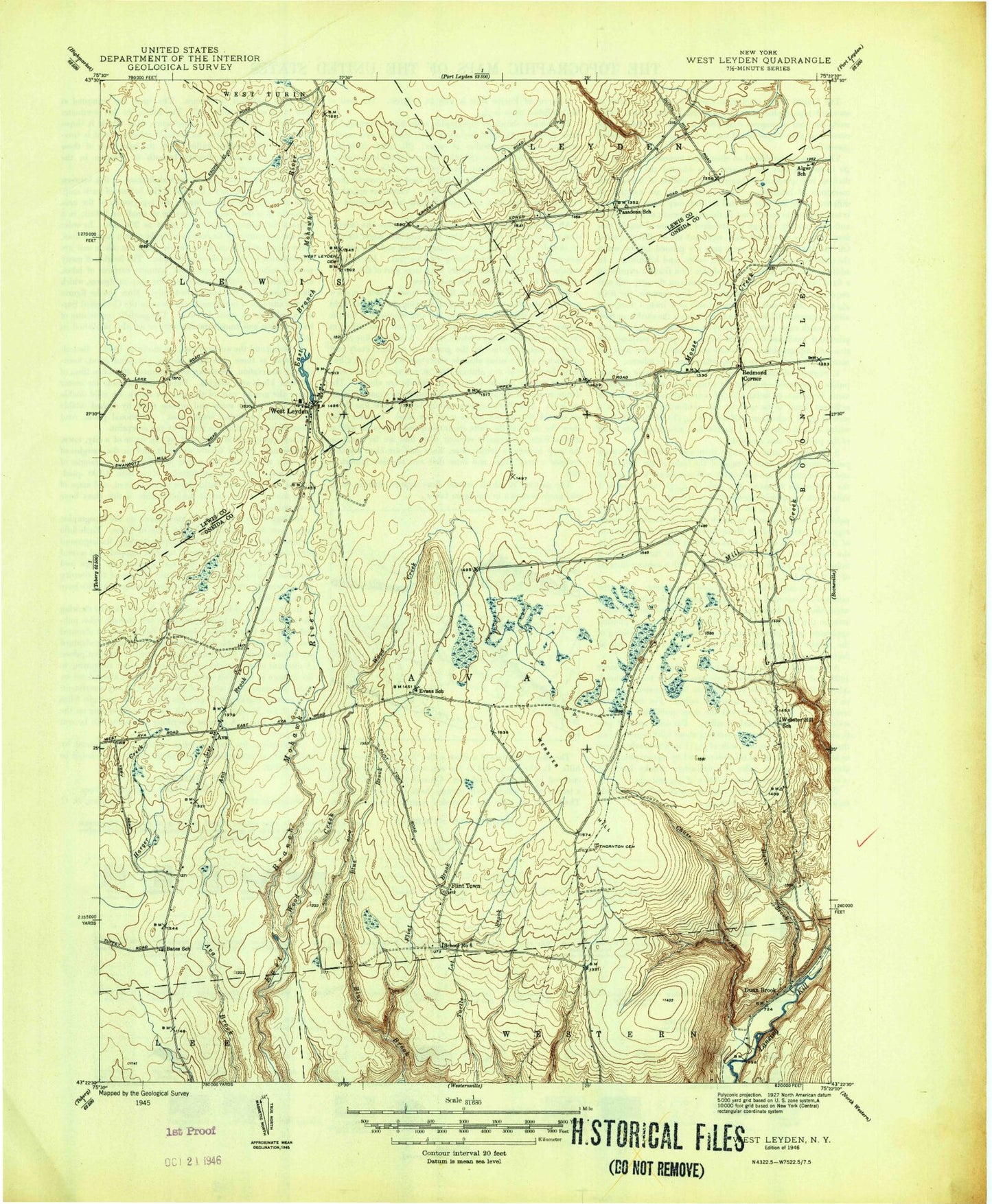 Classic USGS West Leyden New York 7.5'x7.5' Topo Map Image