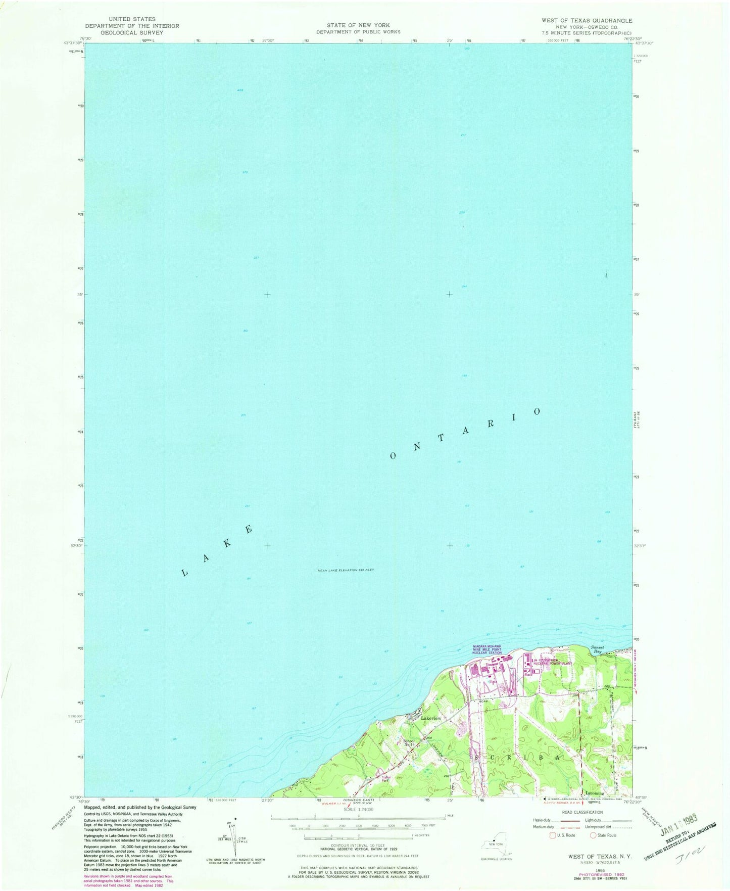 Classic USGS West of Texas New York 7.5'x7.5' Topo Map Image