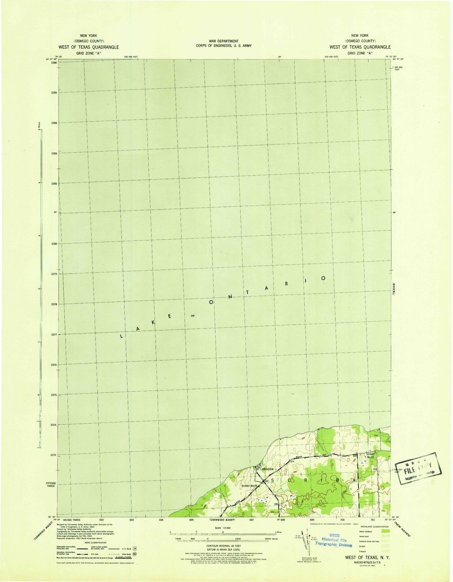 Classic USGS West of Texas New York 7.5'x7.5' Topo Map Image