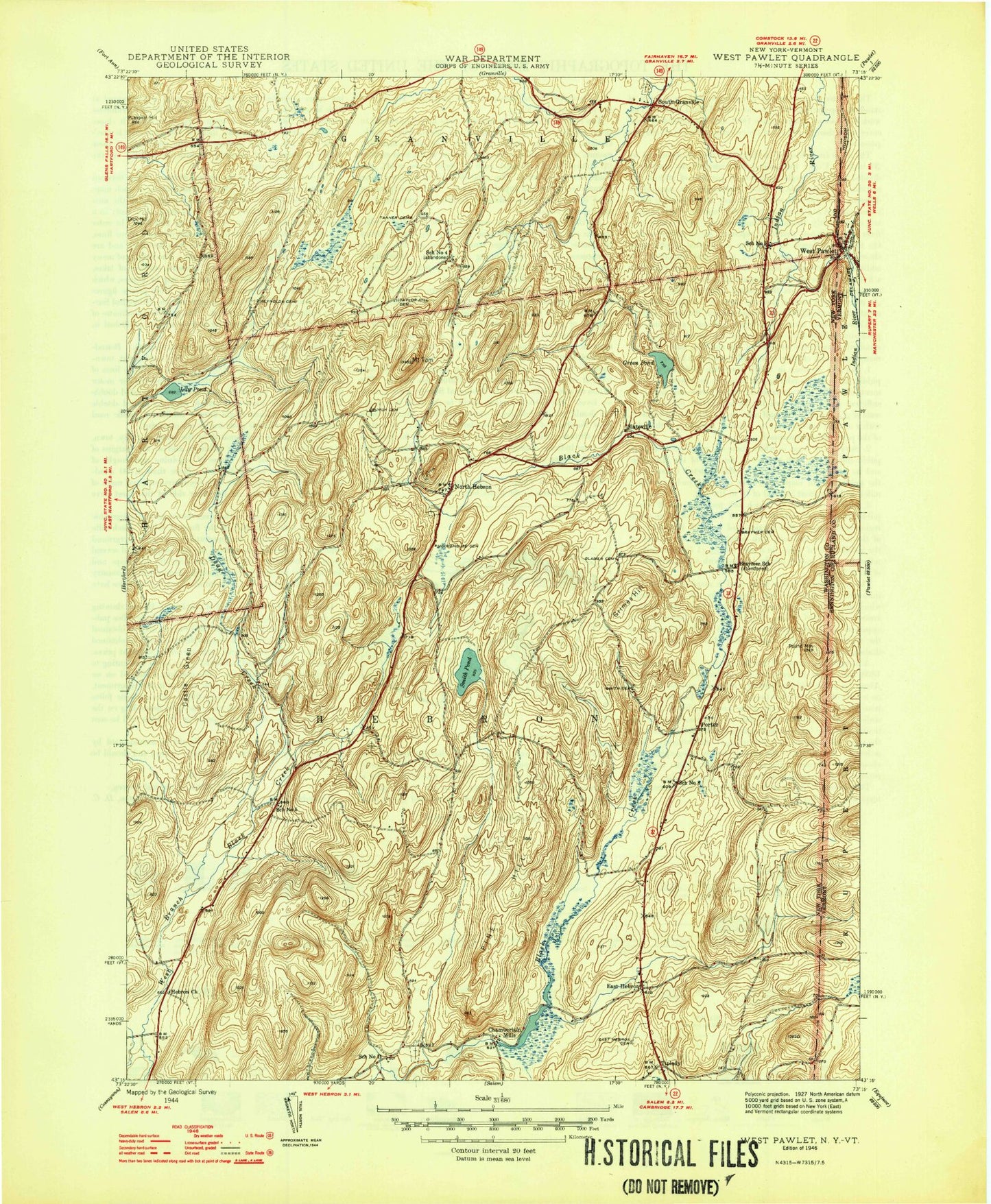 Classic USGS West Pawlet Vermont 7.5'x7.5' Topo Map Image