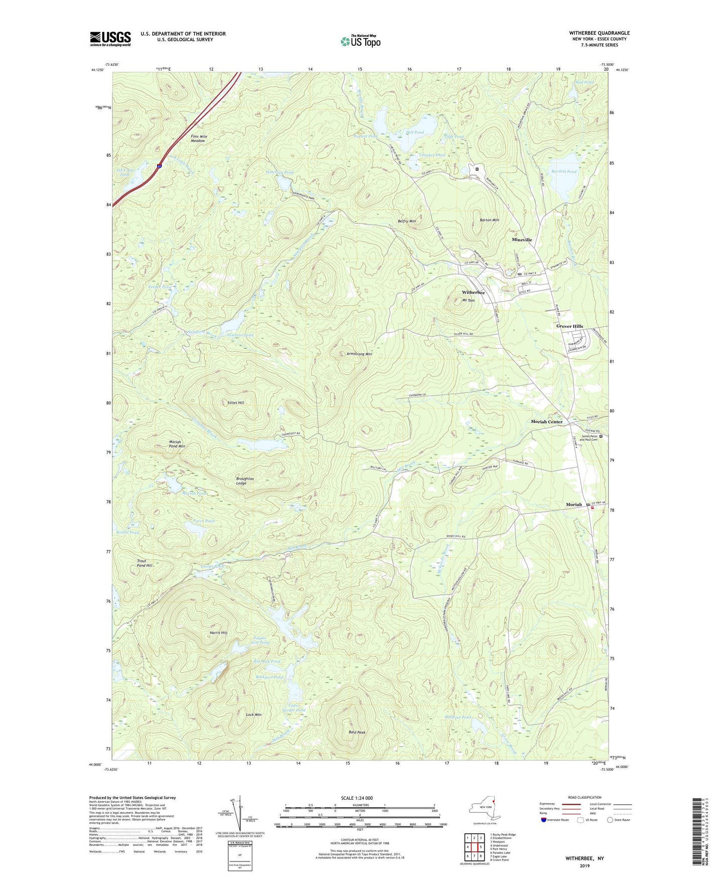 Witherbee New York US Topo Map Image