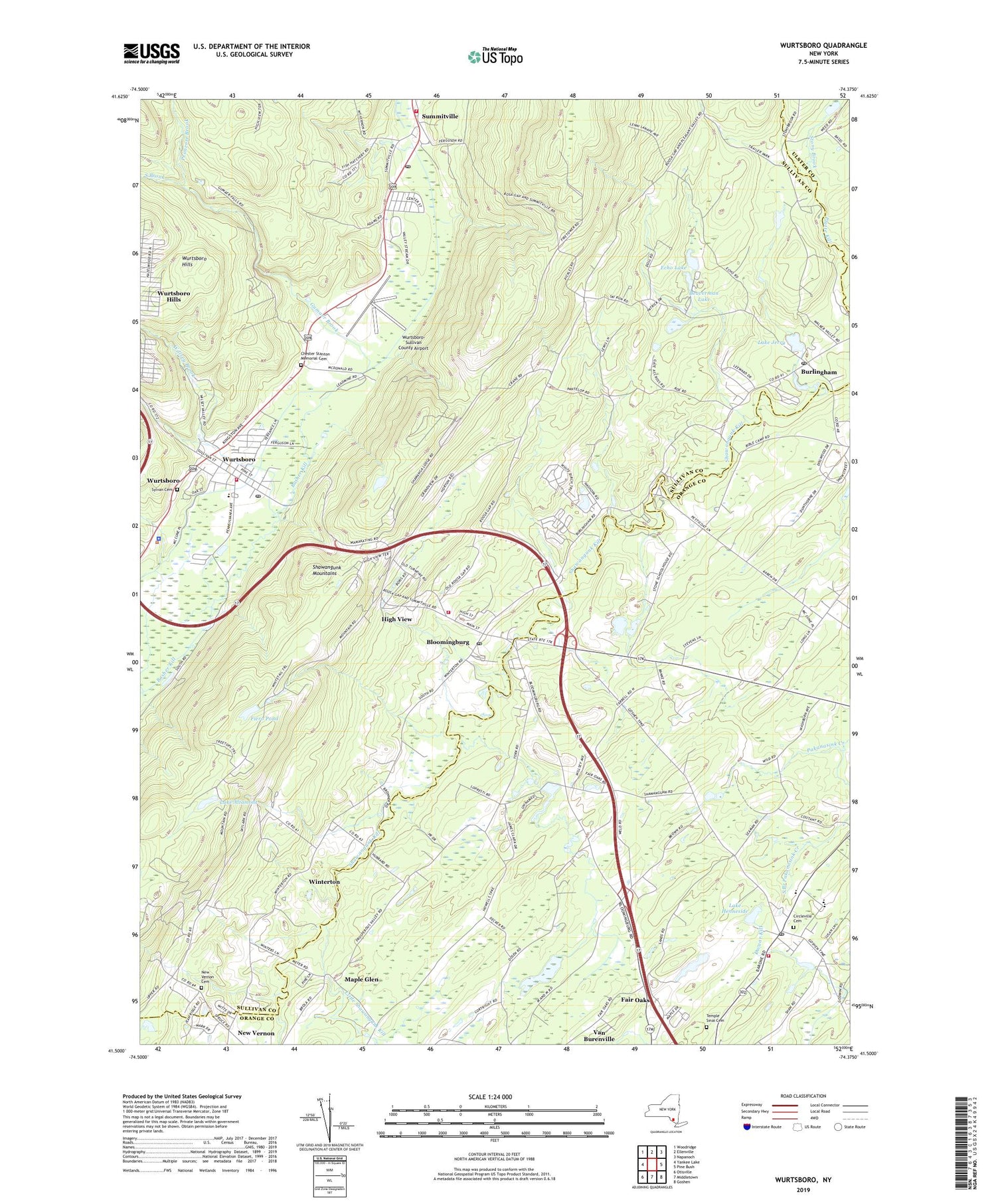 Wurtsboro New York US Topo Map Image