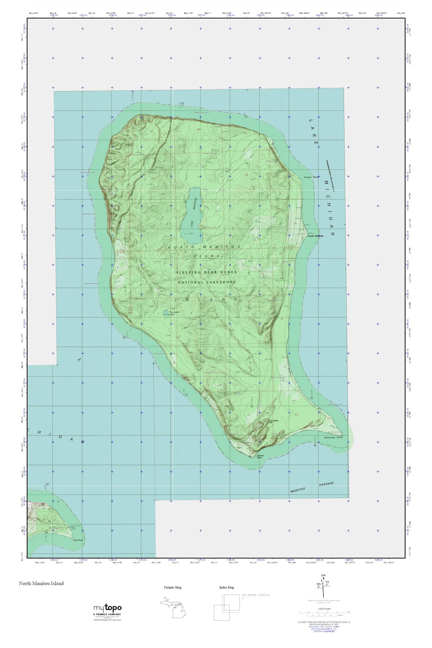 North Manitou Island MyTopo Explorer Series Map Image