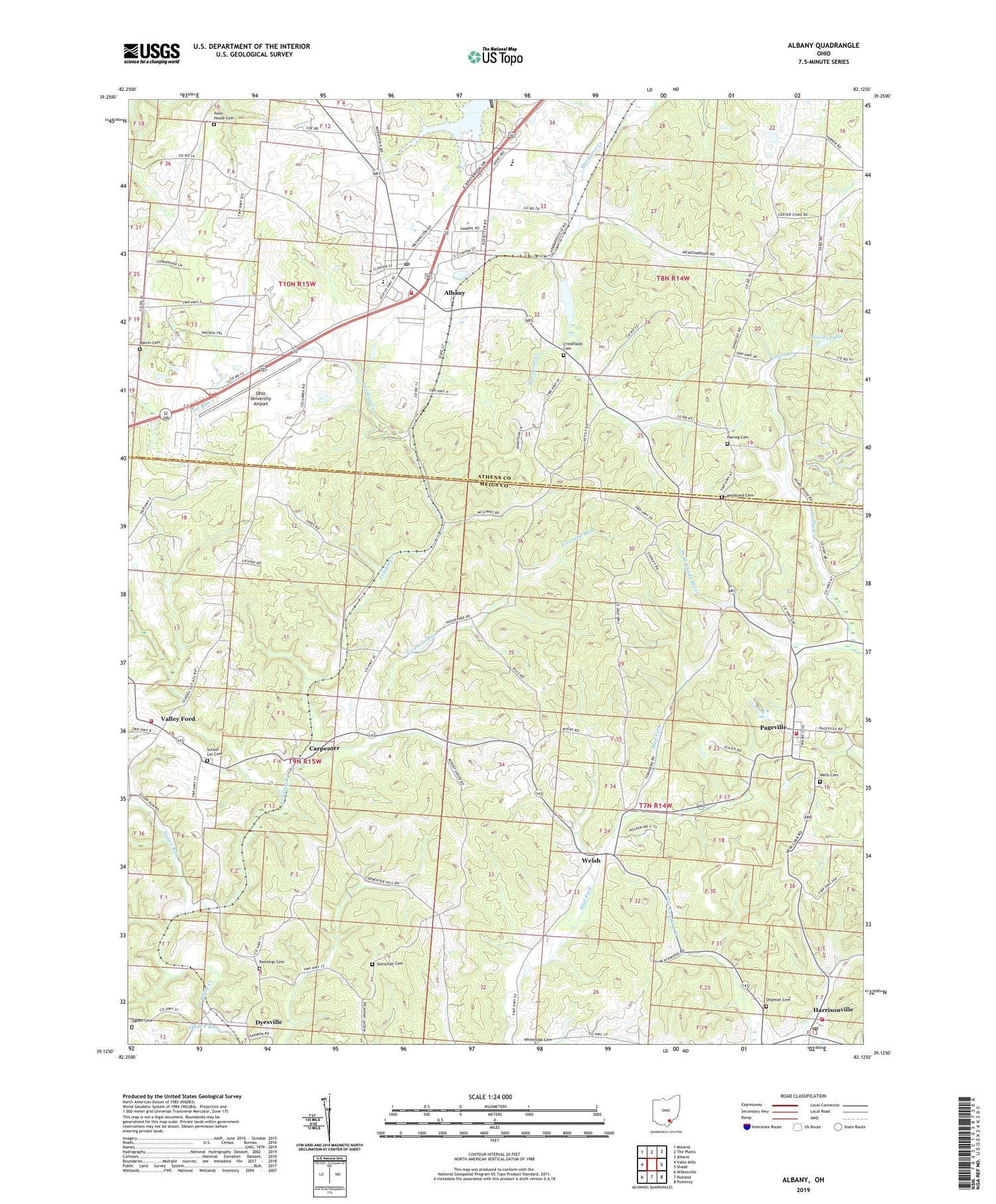 Albany Ohio US Topo Map Image