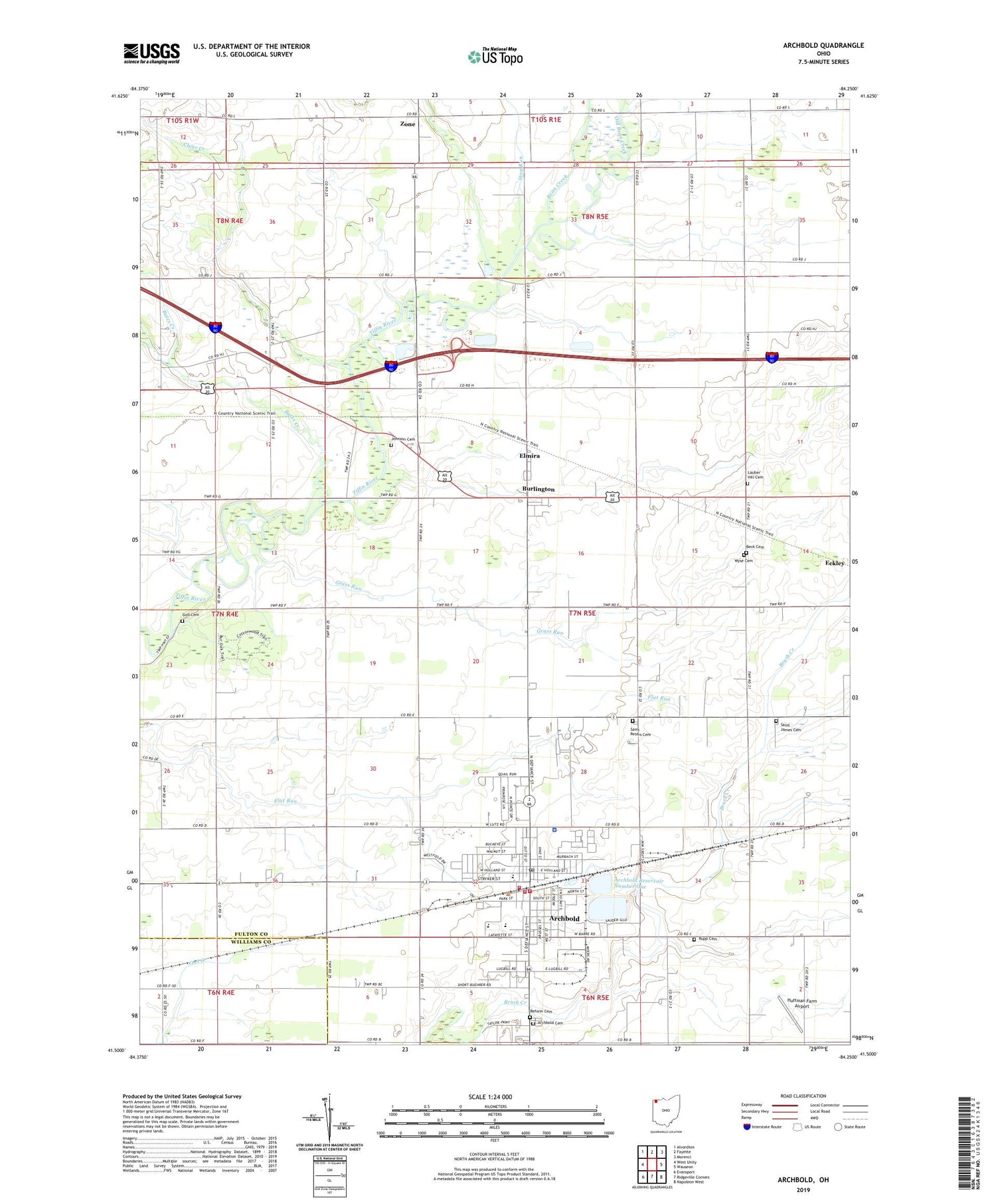 Archbold Ohio US Topo Map Image