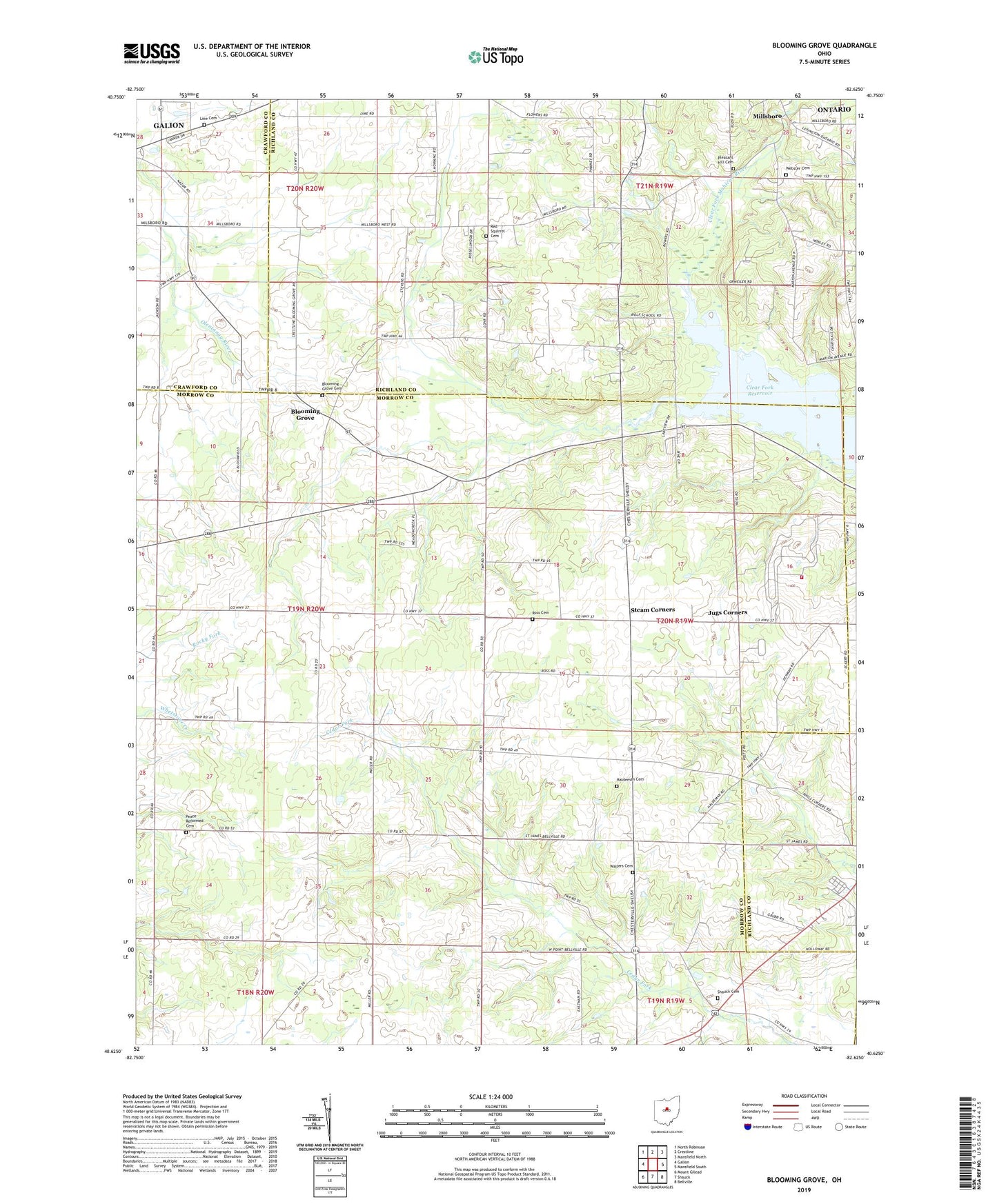 Blooming Grove Ohio US Topo Map Image