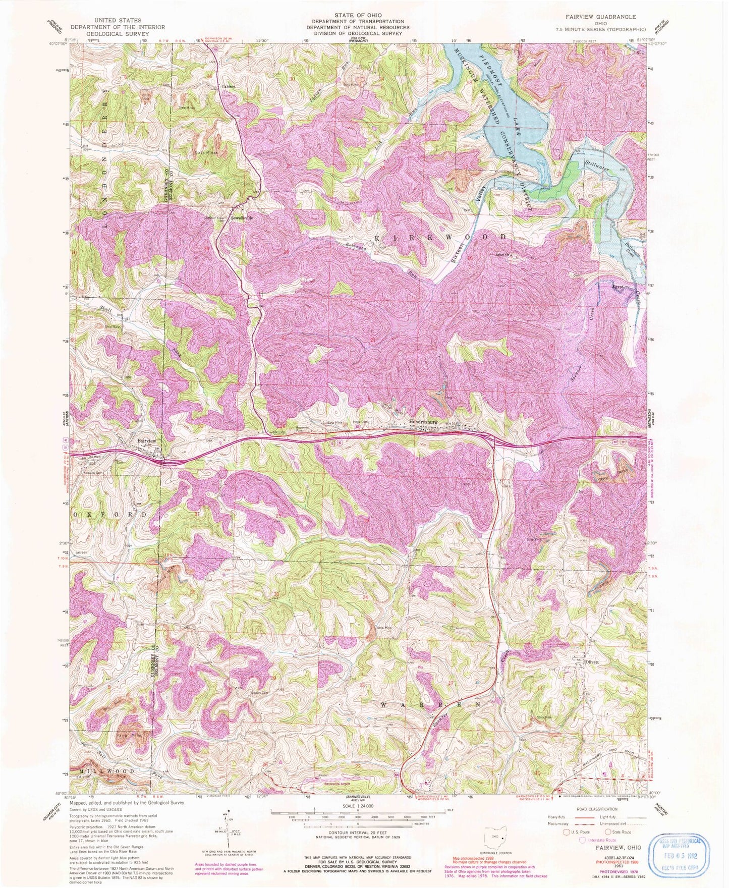 Classic USGS Fairview Ohio 7.5'x7.5' Topo Map Image