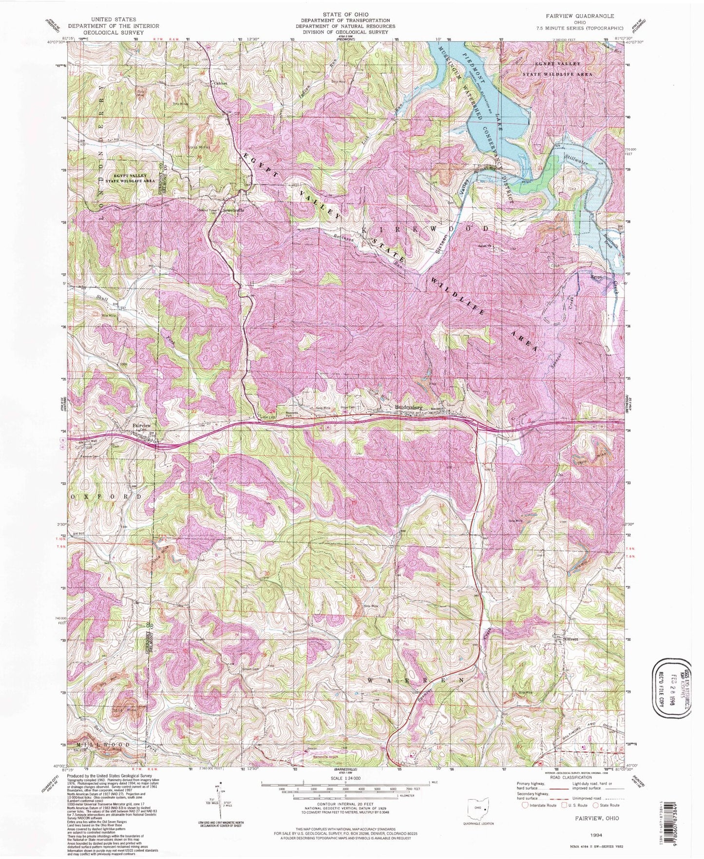 Classic USGS Fairview Ohio 7.5'x7.5' Topo Map Image