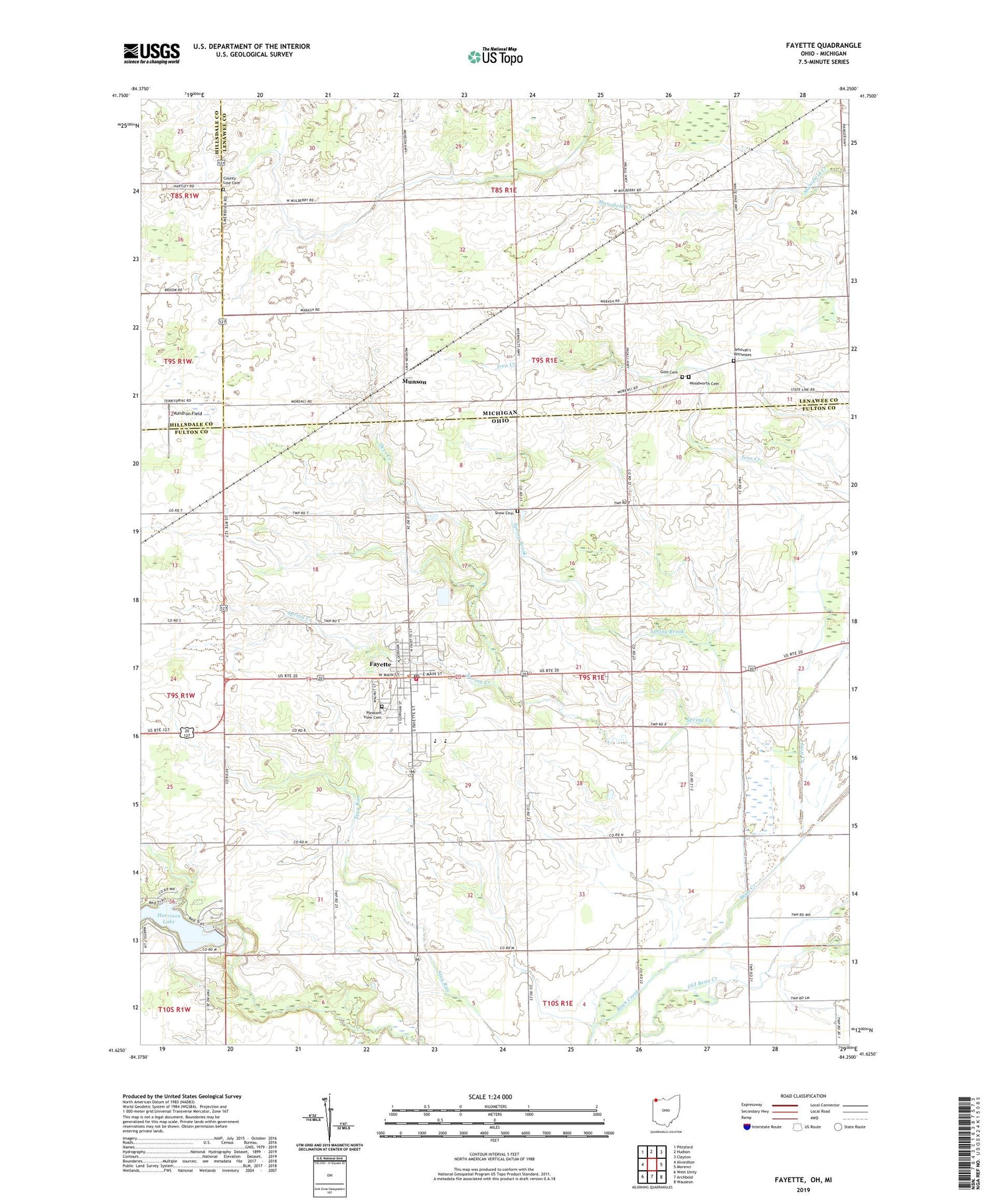 Fayette Ohio US Topo Map Image