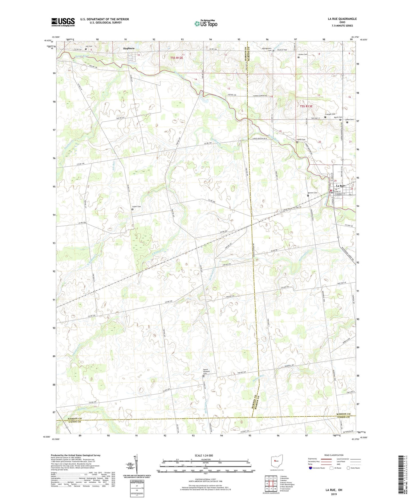 La Rue Ohio US Topo Map Image