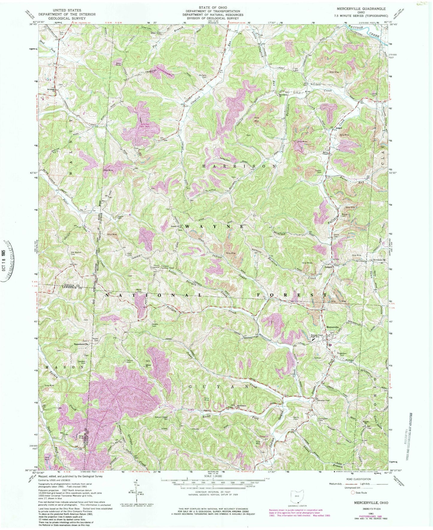 Classic USGS Mercerville Ohio 7.5'x7.5' Topo Map Image