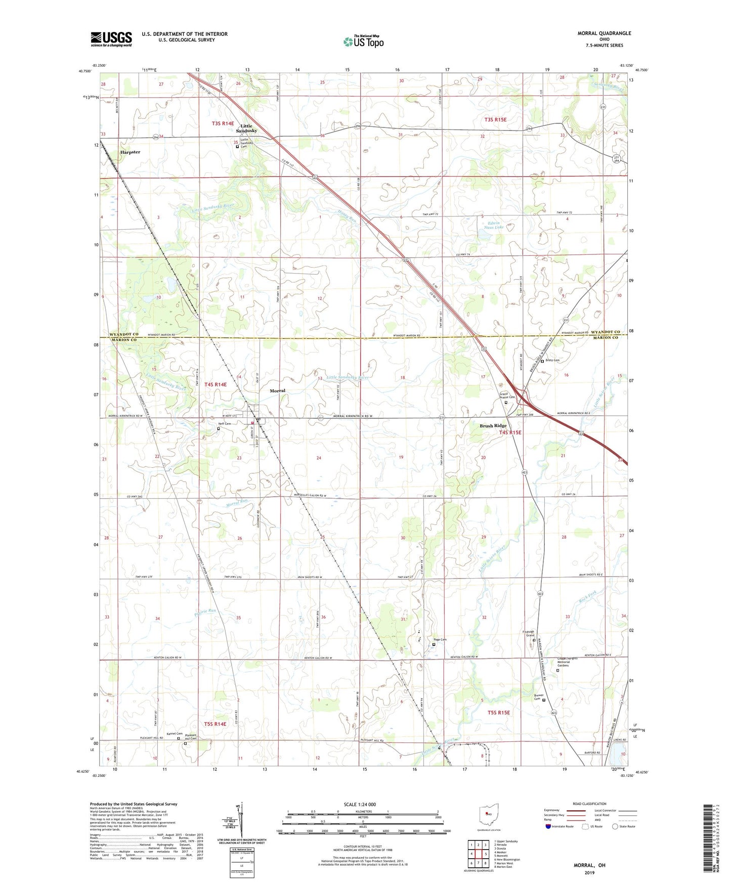Morral Ohio US Topo Map Image