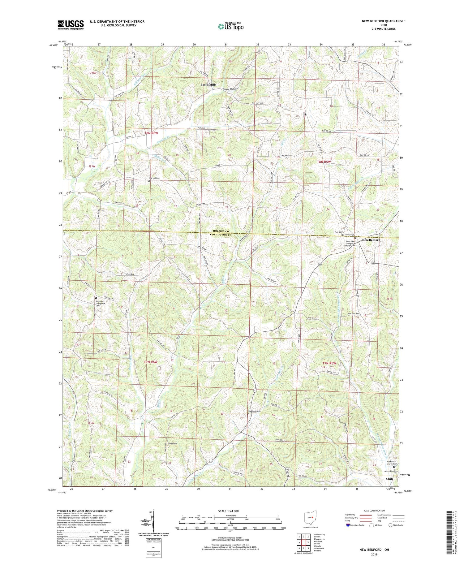 New Bedford Ohio US Topo Map Image