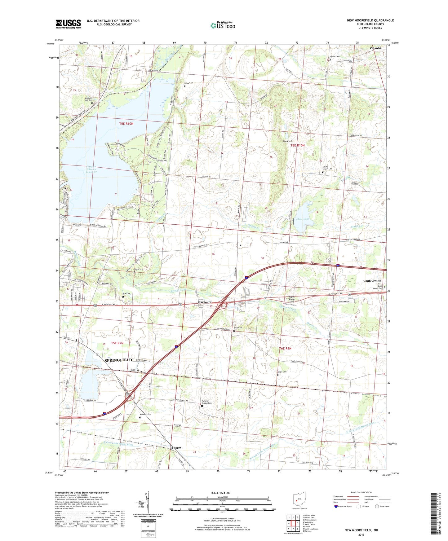 New Moorefield Ohio US Topo Map Image