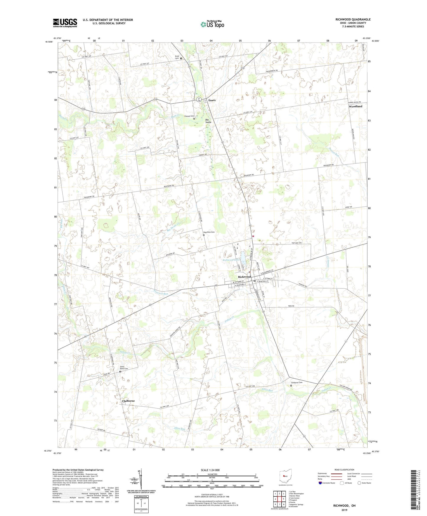 Richwood Ohio US Topo Map Image