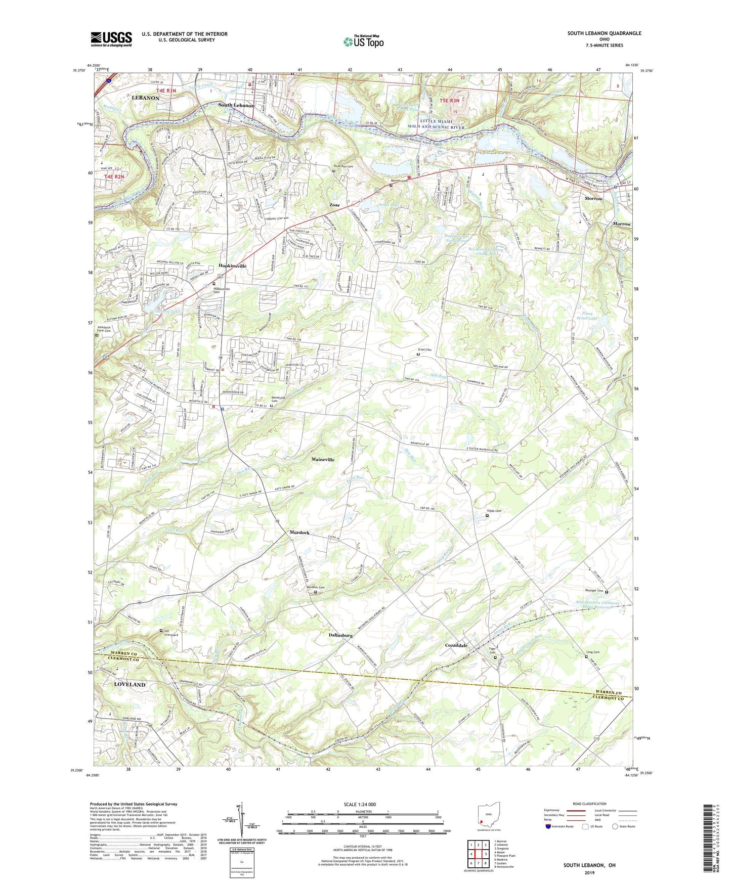 South Lebanon Ohio US Topo Map Image