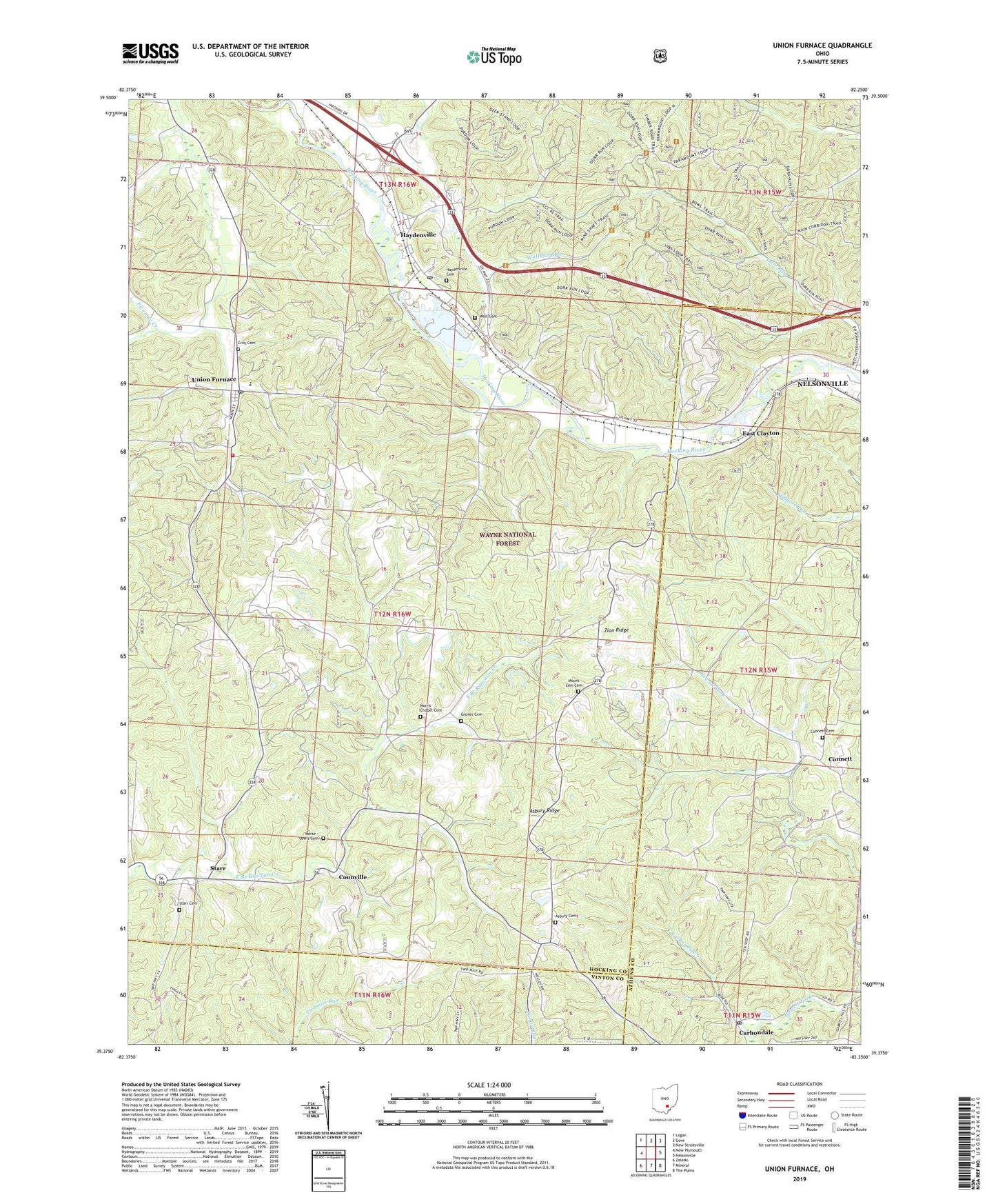Union Furnace Ohio US Topo Map Image
