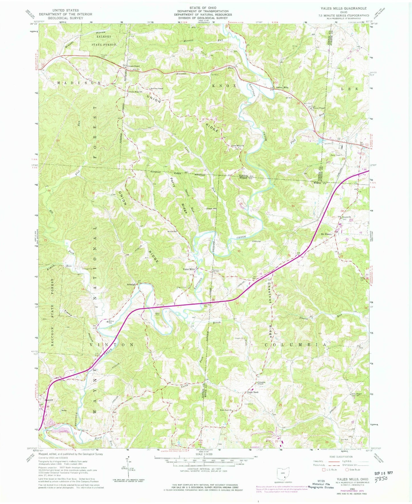 Classic USGS Vales Mills Ohio 7.5'x7.5' Topo Map Image